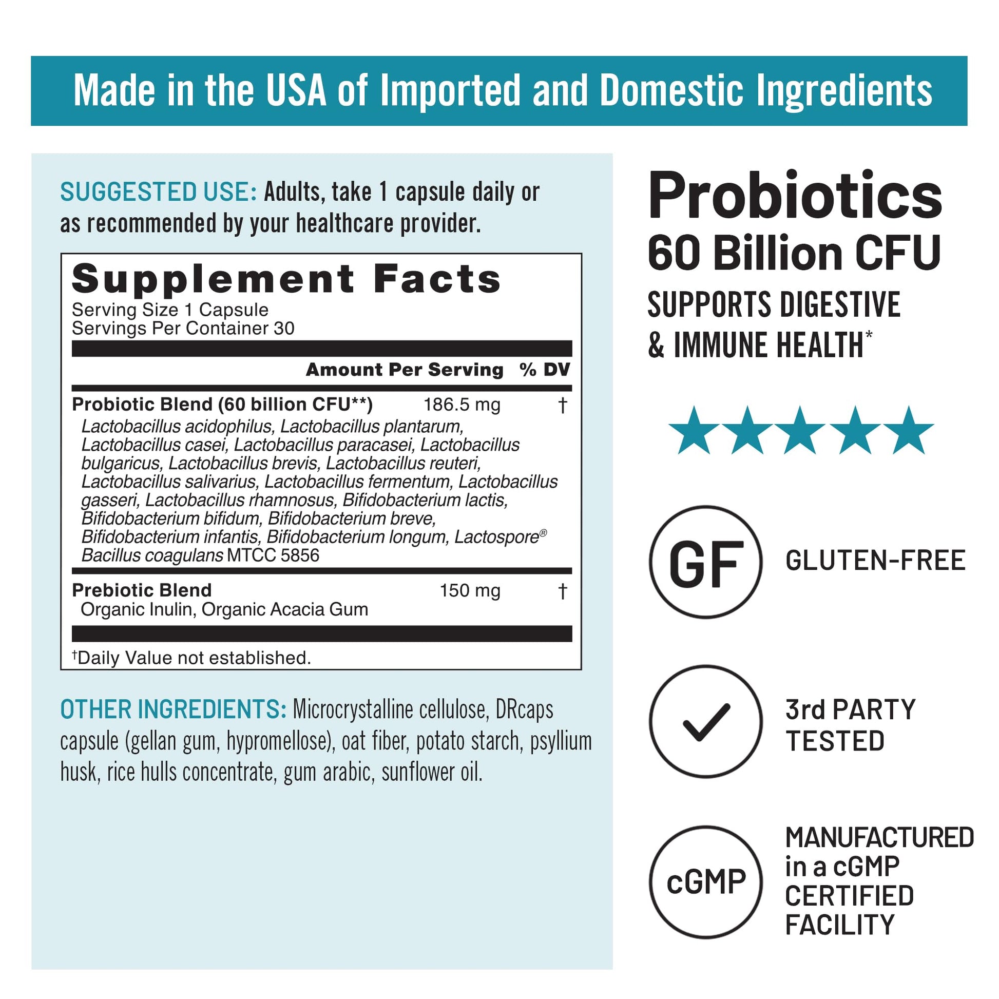 NatureWise Probiotics 60 Billion CFU - 17 Strains + Organic Prebiotics - Immune, Digestive & Gut Health Support for Women & Men - Vegetarian, Gluten-Free, Non-GMO - 30 Capsules[1-Month Supply] NatureWiseAu supplements