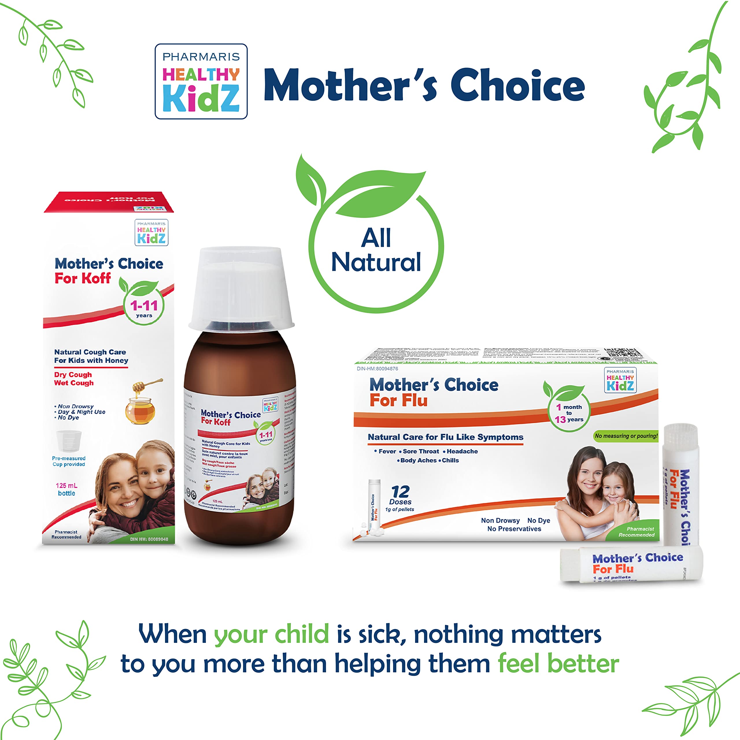 Mother’s Choice for Koff, for Dry and Wet Cough, Natural Cough Care for Kids with Honey, 125 ml PHARMARIS HEALTHY KIDZ MOTHER'S CHOICEAu supplements