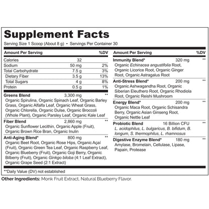 NATURELO Raw Greens Superfood Powder - Wild Berry Flavor - Boost Ener NATURELOUS supplements