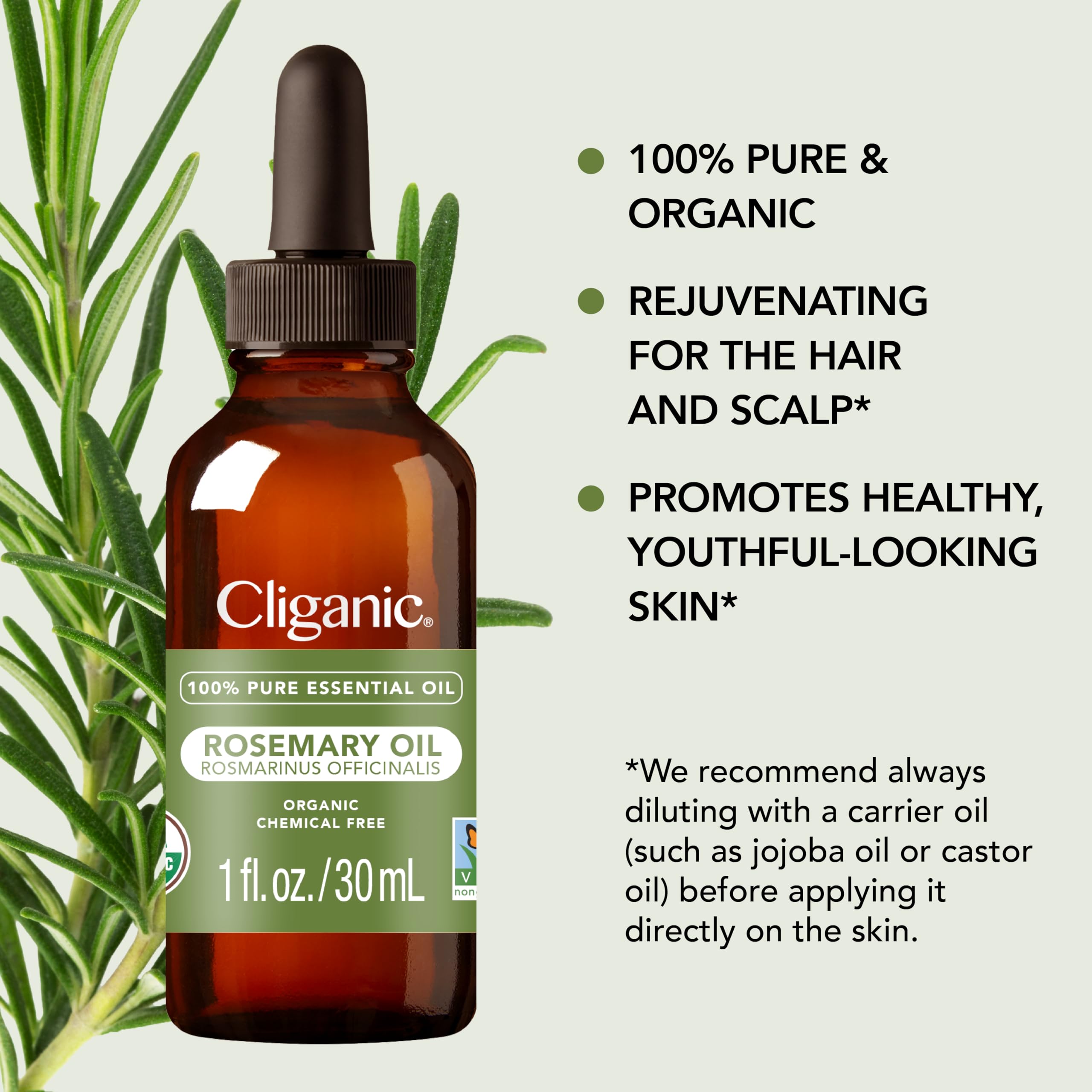 Cliganic Organic Rosemary Essential Oil for Hair, Skin, Aromatherapy - 100% Pure Natural Undiluted CliganicAu supplements