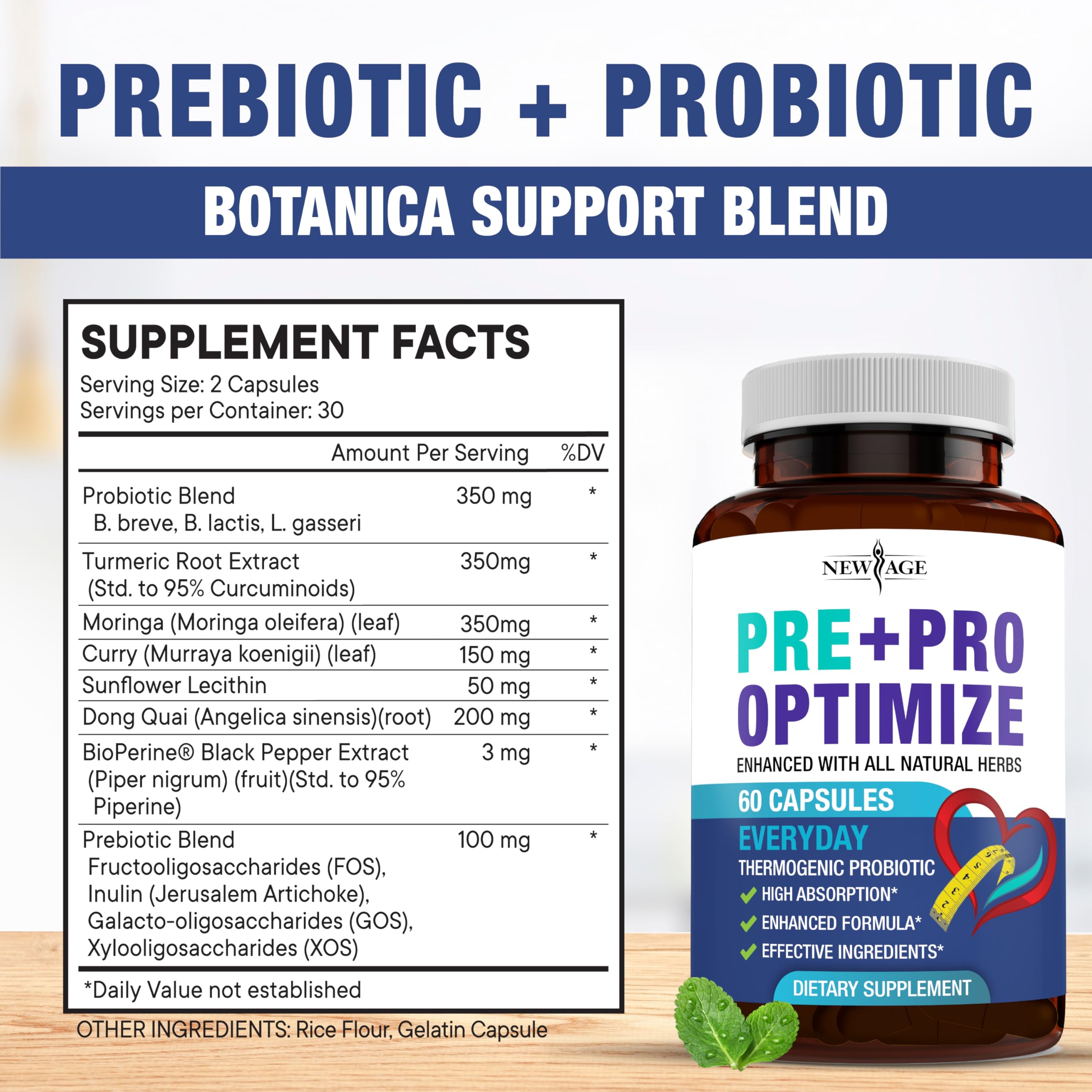 Pro Optimize Probiotics for Women, Menopause, 70 Billion CFU, Digestive Health - Relief for Bloating, Hot Flashes, Joint Support, Night Sweats - Gut Health & Metabolism - Dong Quai (120 (Pack of 2)) NEW AGEAu supplements