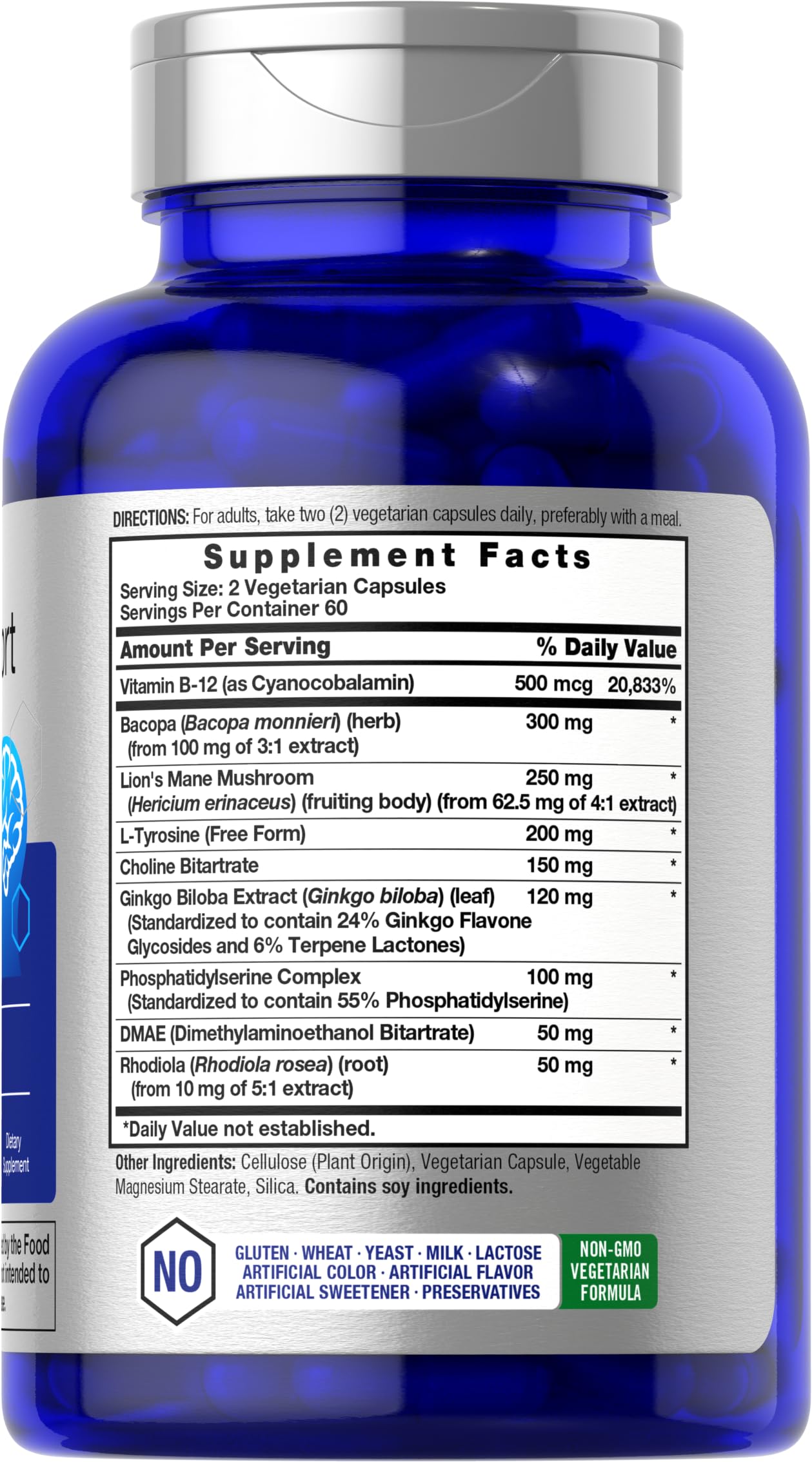 Horbäach Brain Supplement | 120 Capsules | with Phosphatidylserine & DMAE | Advanced Formula for Memory, Focus, Clarity | Vegetarian & Gluten Free | Neuro Support HorbäachAu supplements