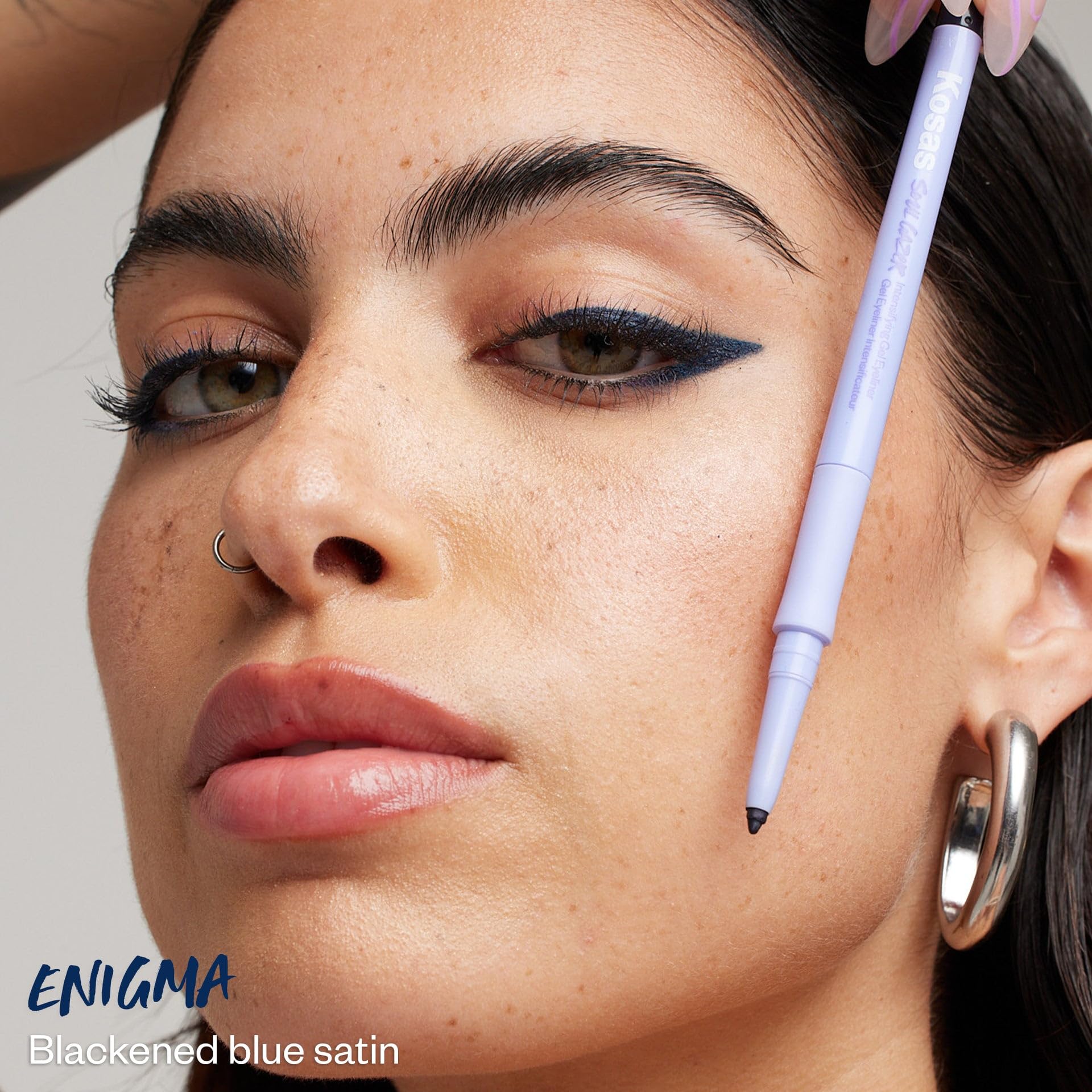 Kosas Soulgazer Gel Eyeliner (Enigma) - Waterproof, Smudge-Proof Pen with Hyaluronic Acid - Retractable Eyeliner Pencil with Sharpener & Smudger, Long-Lasting - Blackened Blue Satin KosasAu supplements