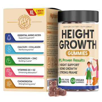 Height Growth Increase Vitamin Gummies, Calcium 100mg, Magnesium Glycinate 30mg, Zinc, Ashwagandha, Vitamin K2 D3 25mg Grow Tall Maximizer Supplement, Multivitamin for Kids, Teens Boy & Girl, Adults HighSpotAu supplements