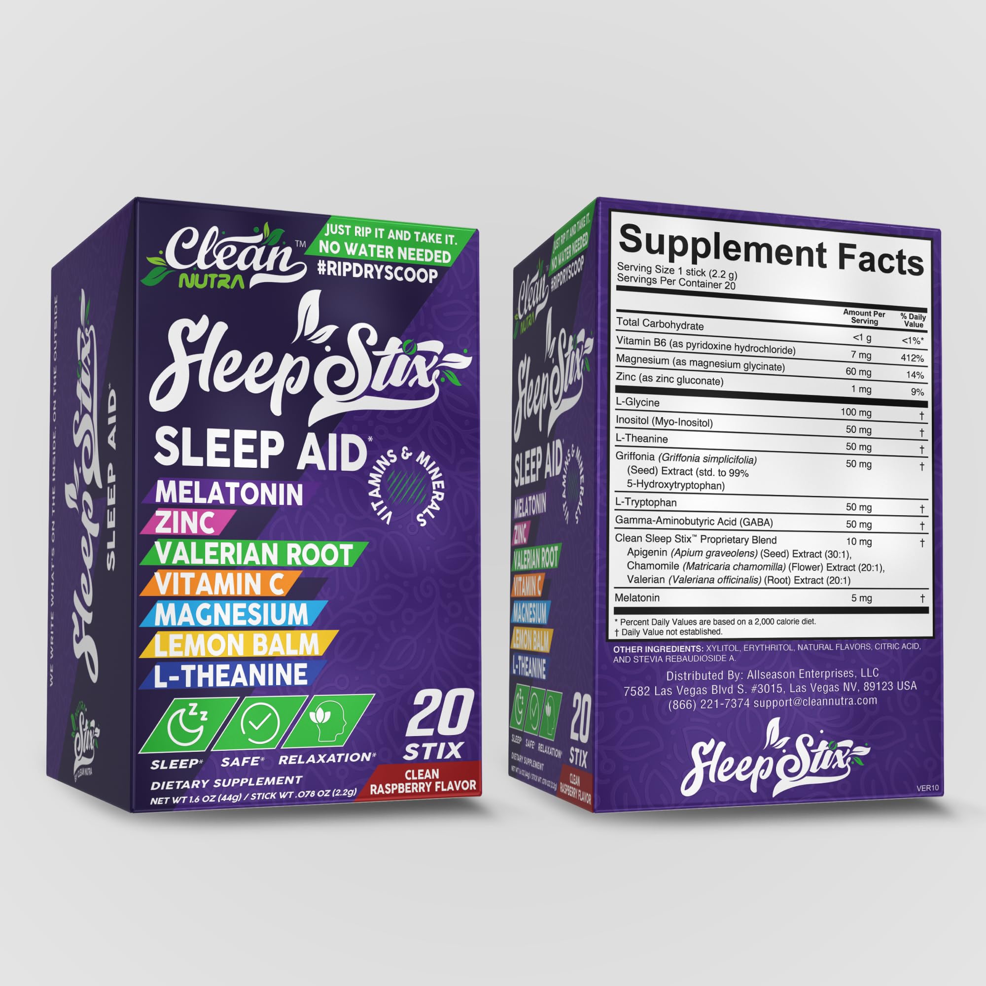 Sleep Aid Melatonin Powder Tryptophan Glycine Valerian Root Magnesium For Sleep Lemon Balm L Theanine Magnesium Glycinate Zinc Sleep Aid Myo Inositol GABACalm B6 5 HTP Stress Relief 20 Stix Clean NutraceuticalsAu supplements