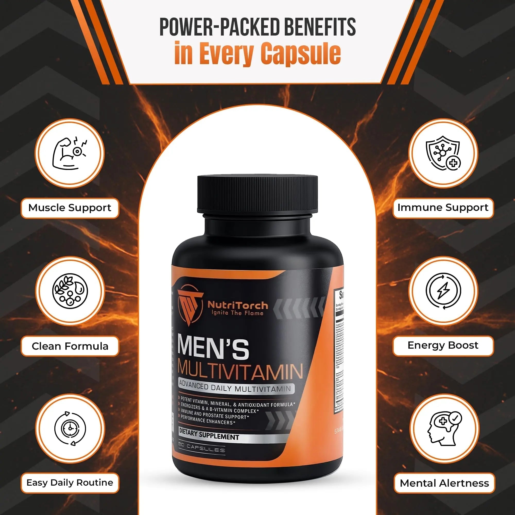 NutriTorch Multivitamin for Men – Adult Dietary Supplement with Vitamins A, C & D, Minerals & Antioxidants for Immune Support, Increased Energy NutriTorchAu supplements