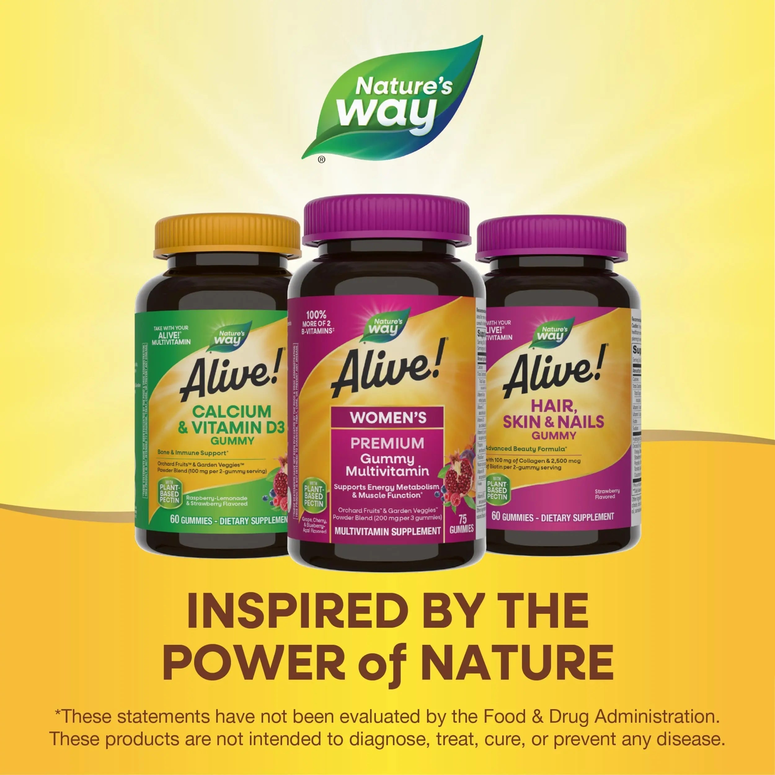 Nature’s Way Alive! Premium Women’s Gummy Multivitamin, Supports Energy Metabolism, Muscle Function*, B-Vitamins, Grape, Cherry, & Blueberry-Acai Flavored, 75 Gummies Nature's WayAu supplements