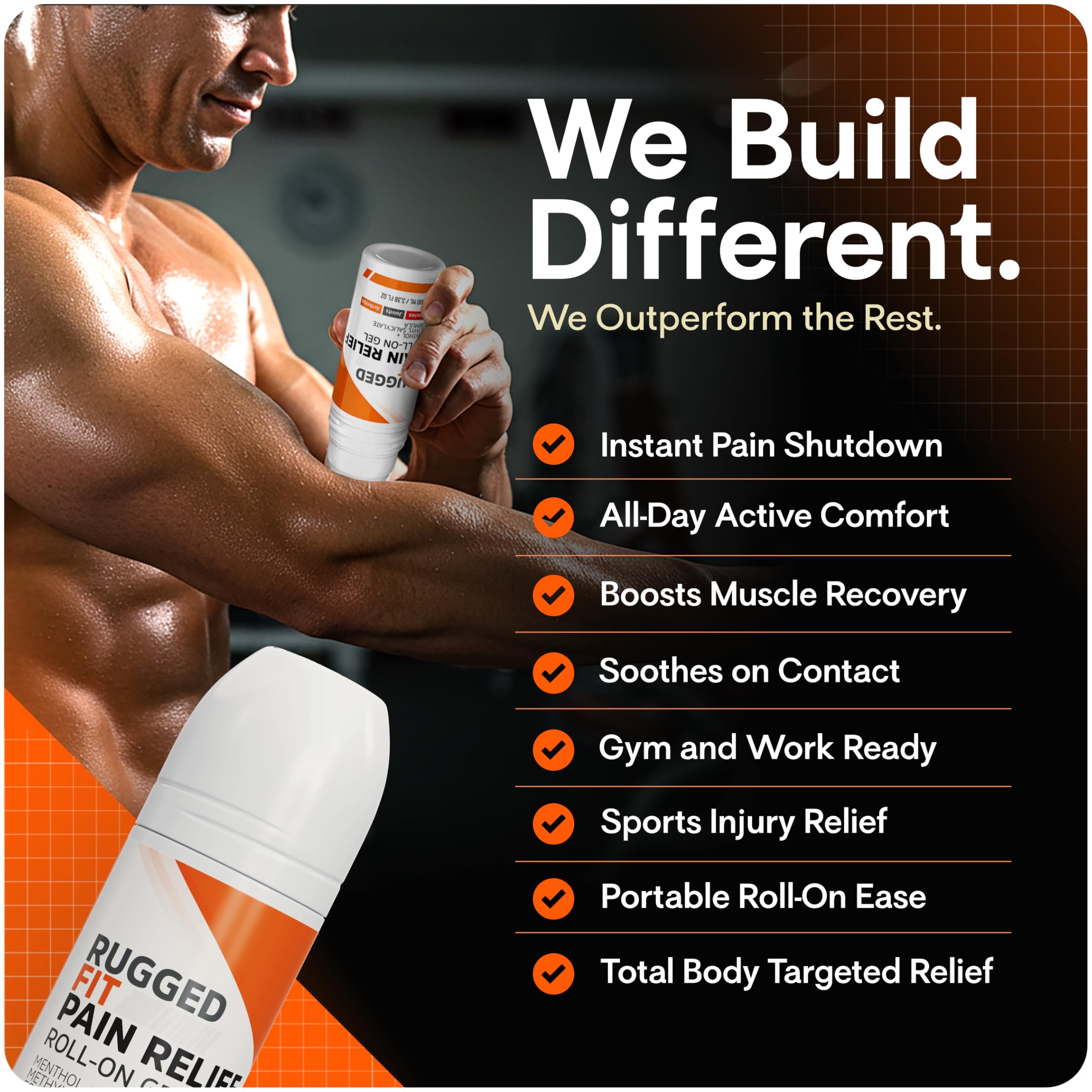Rugged Fit Max-Strength Pain Relief Roll-On Gel – Cold & Hot Therapy with Menthol 2% + Methyl Salicylate 10% – Fast-Absorbing, Non-Greasy for Back, Arthritis, Muscle & Joint Pain – 3.38 fl oz Rugged FitAu supplements