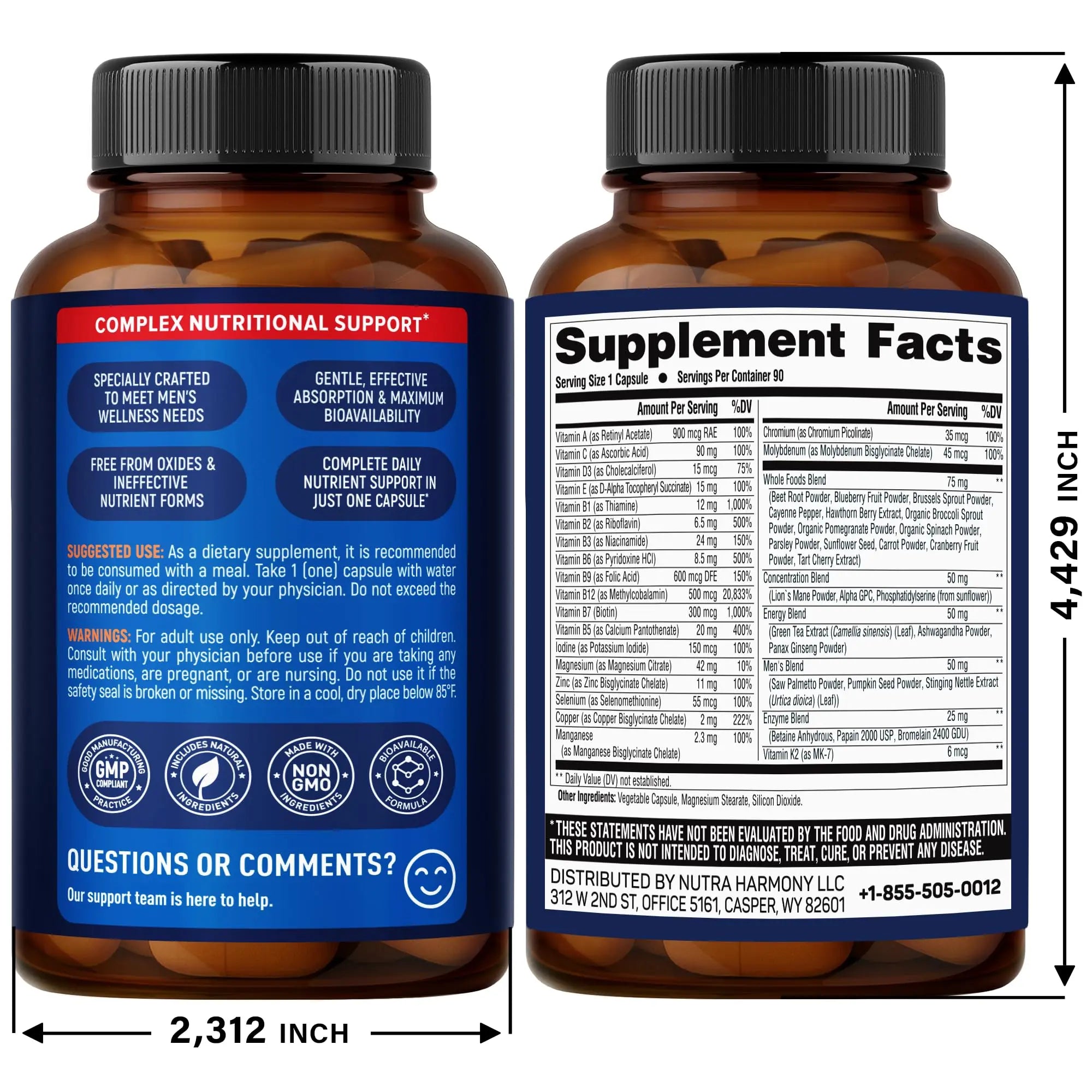 NUTRAHARMONY Multivitamins for Men & Magnesium Glycinate Capsules NUTRAHARMONYAu supplements