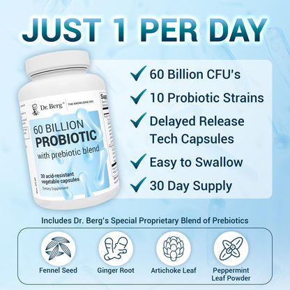 Dr. Berg 60 Billion Probiotic Supplement - Probiotics for Men & Women - Pre and Probiotics Dr. Berg NutritionalsUS supplements