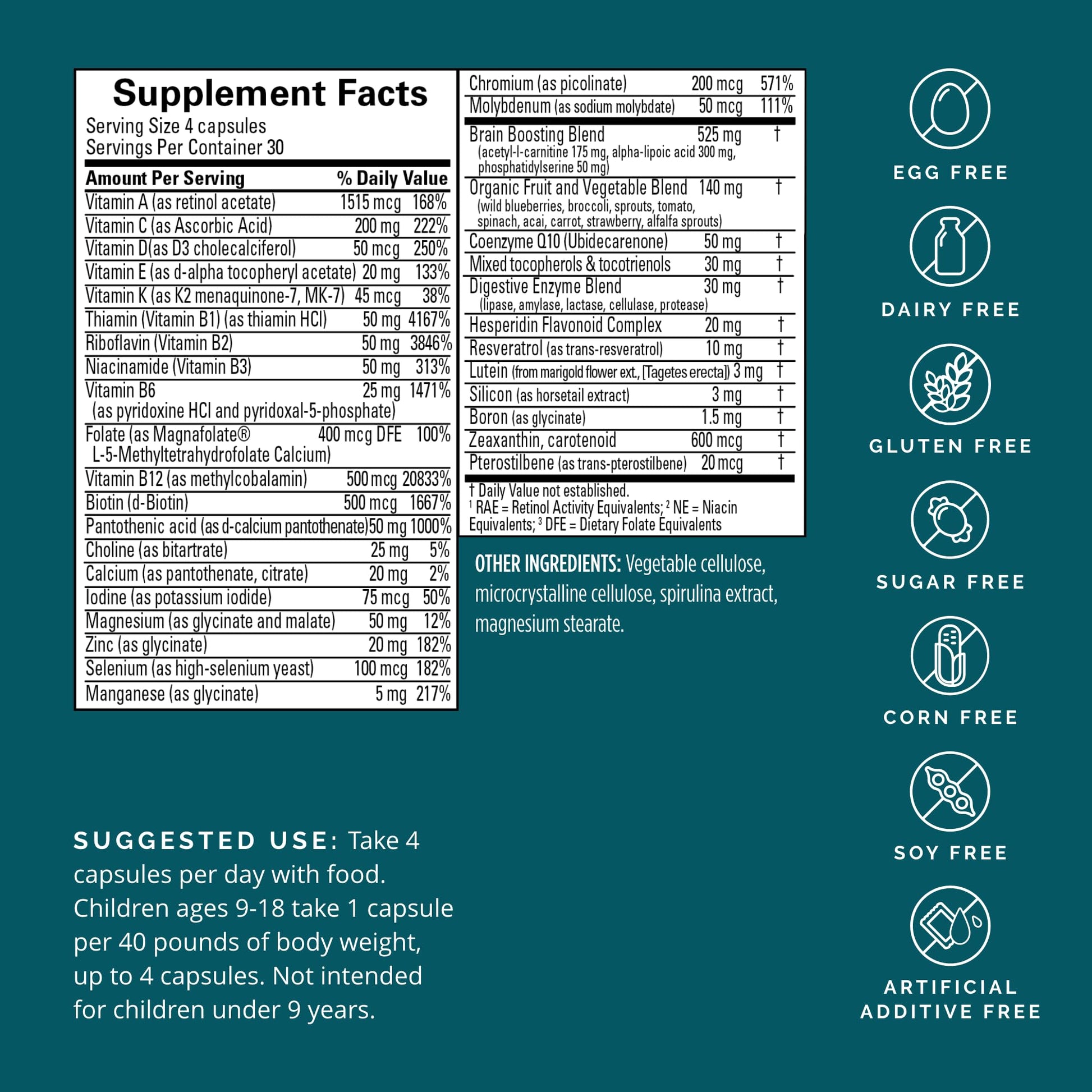BRAINMD Dr Amen NeuroVite Plus - 120 Capsules - Multivitamin & Mineral Supplement, Enhanced with Phytonutrients, Enzymes & Whole Foods - Gluten Free - 30 Servings BRAINMDAu supplements