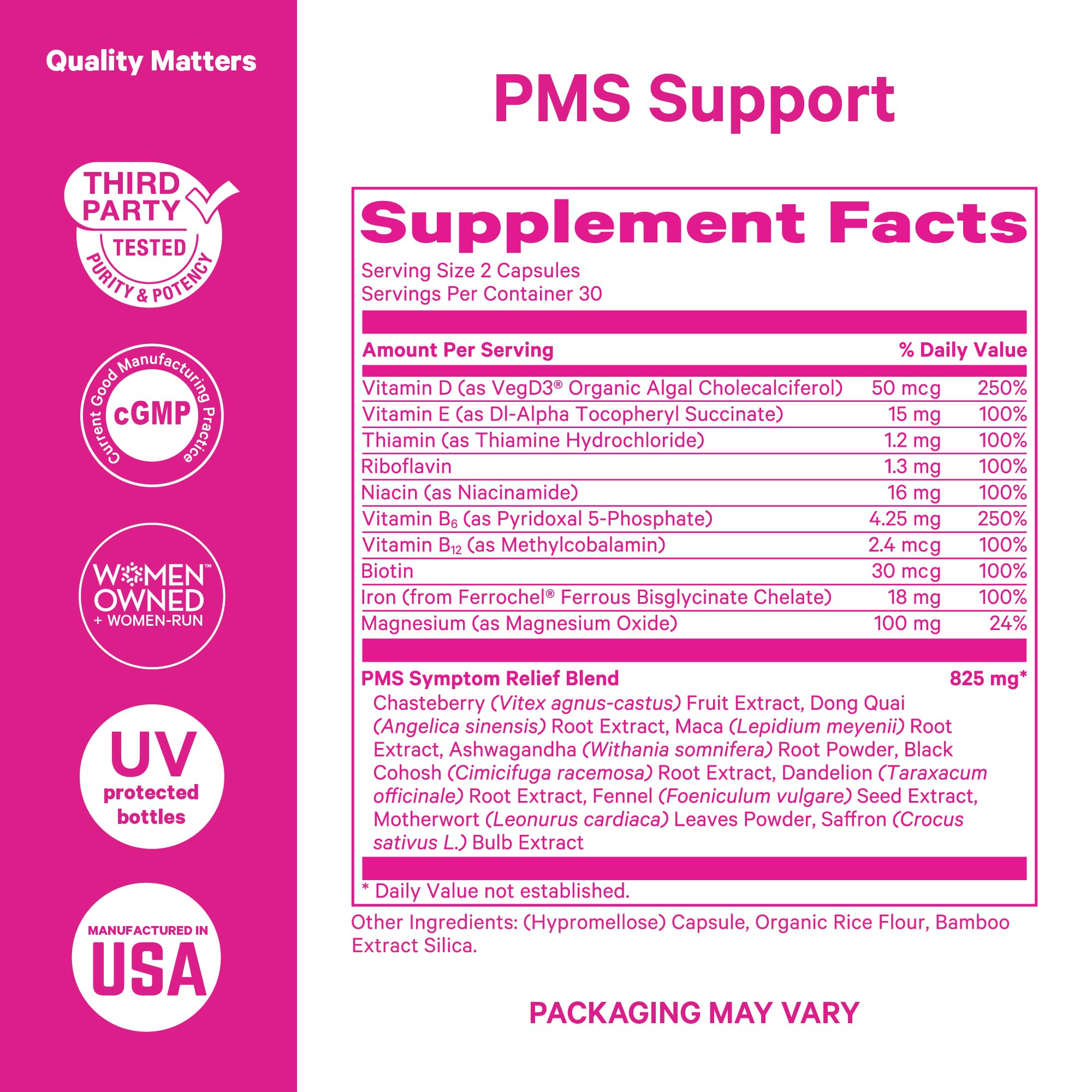 Pink Stork PMS Supplement for Women - Vitex, Ashwagandha, Maca Root & 10 Vitamins & Minerals to Support Hormone Balance, Mood, Bloating, Period Regularity - 60 Capsules Pink StorkAu supplements