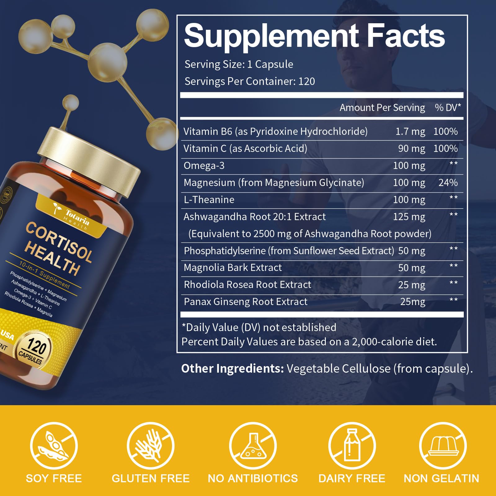 Totaria Cortisol Supplement with Ashwagandha,Magnesium,Rhodiola Rosea,L Theanine,Hormone Balance for Women 120 Vegan Capsules (Pack of 1) TotariaAu supplements