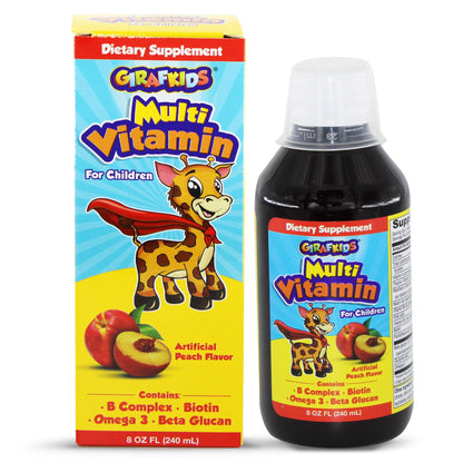 GirafKids Multivitamin Syrup + Super Vitamins Liquid Bundle for Kids Ages 4+ | Omega-3, Beta Glucan, Royal Jelly & Propolis | PHARMADELUS supplements