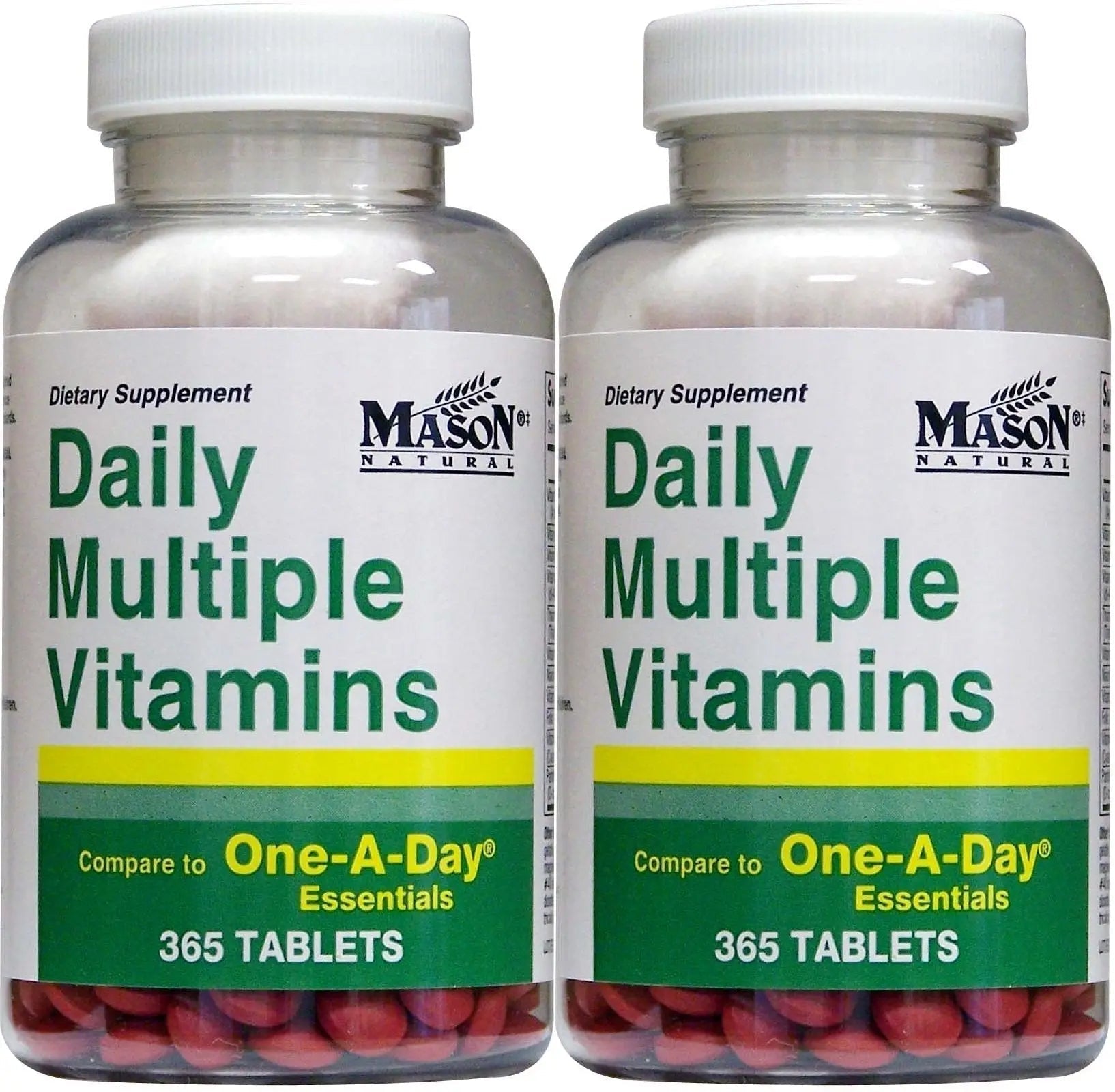Daily Multiple Vitamins Compare to One A Day Essentials Multivitamin Multimineral Supplement 365 Tablets per Bottle Pack of 2 Total 730 Tablets MASON NATURALAu supplements