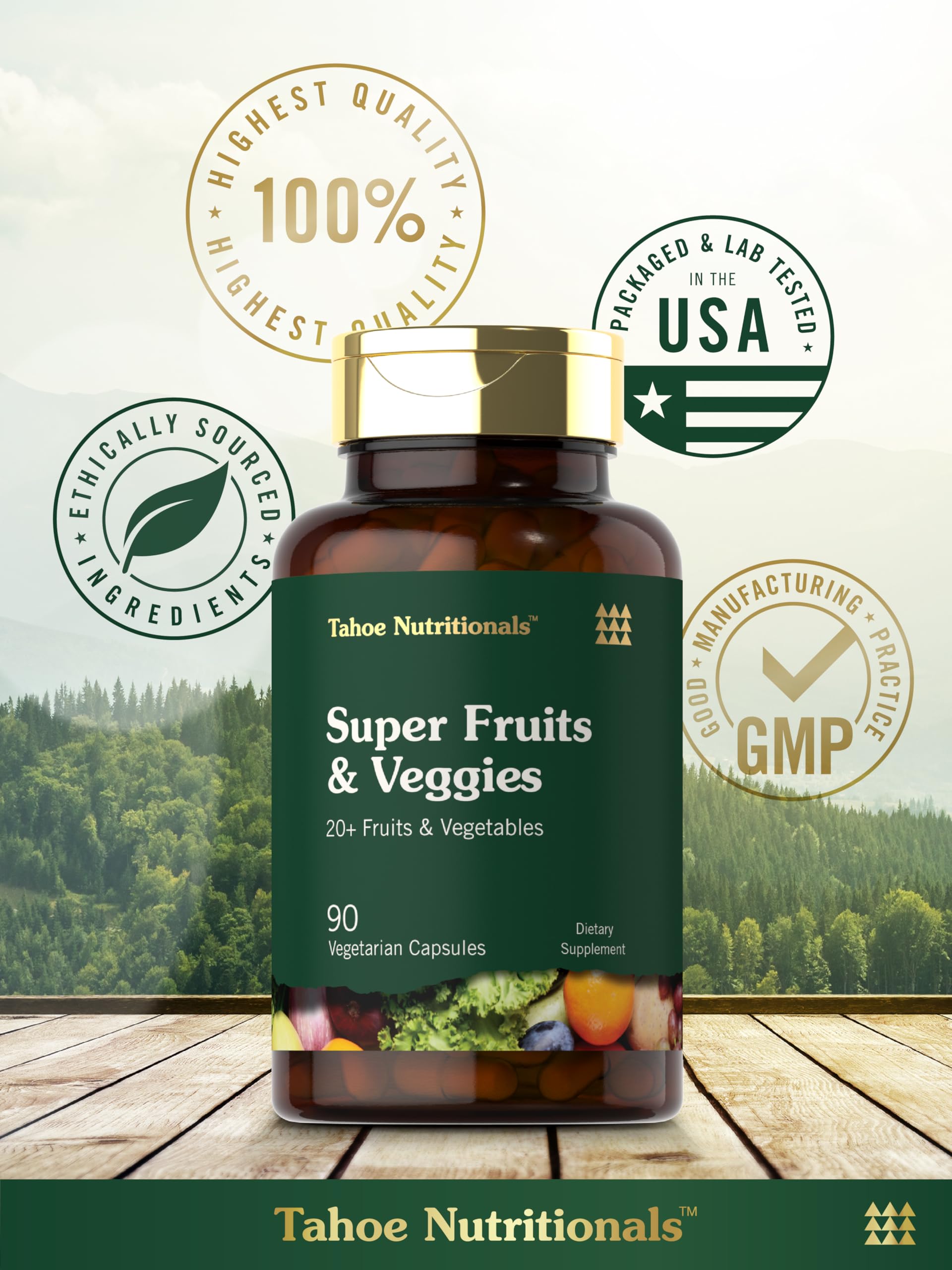 Tahoe Nutritionals Super Fruits and Veggies Capsules | 90 Count | Vegetarian, Non-GMO and Gluten Free Supplement Tahoe NutritionalsAu supplements