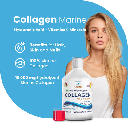 Marine Liquid Collagen 10000mg 500 ml I Pure Hydrolyzed Collagen Peptides Swedish NutraUS supplements
