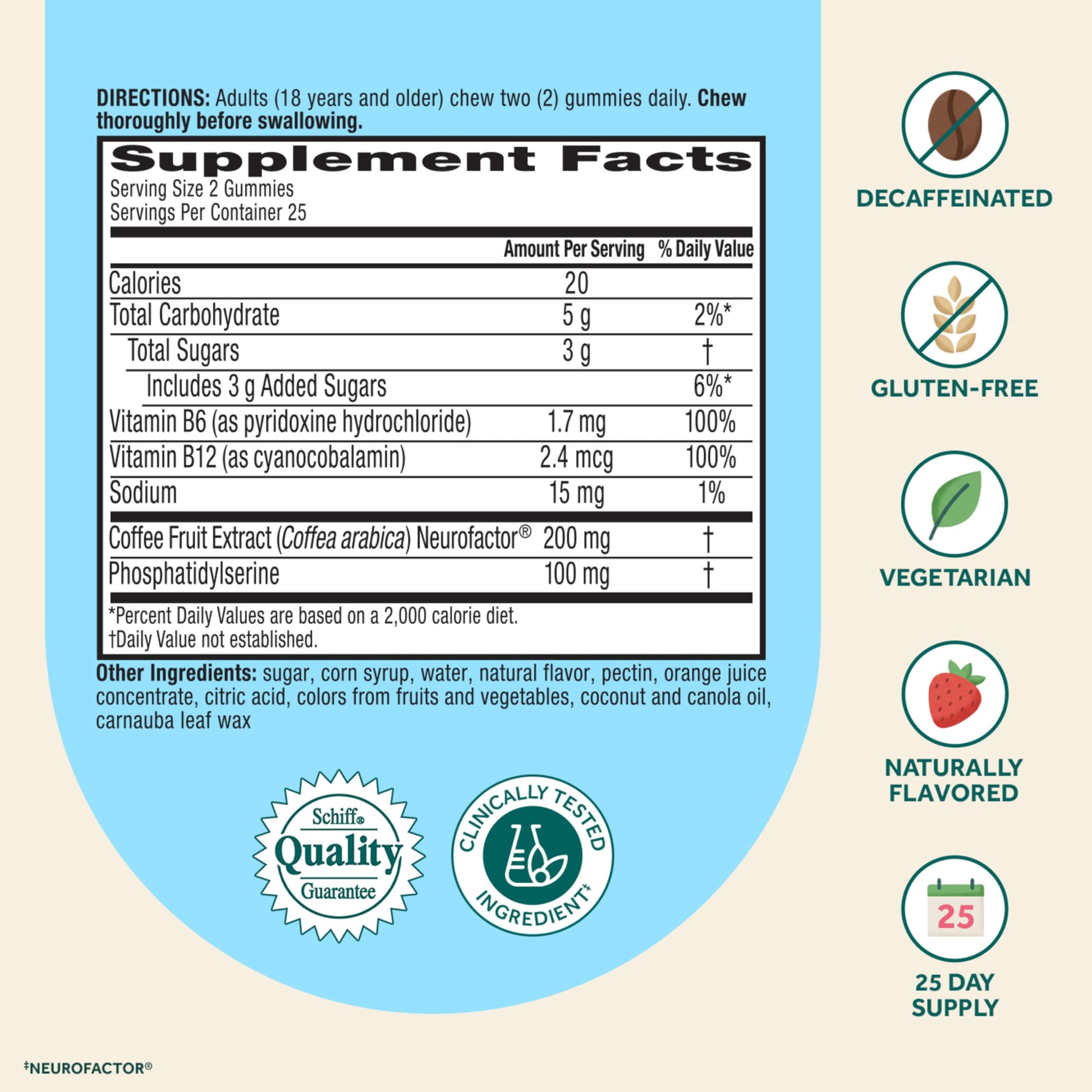 NEURIVA Plus Decaffeinated Nootropic Brain Supplement for Memory, Focus & Concentration & Cognitive Function, Clinically Tested NeuroFactor, Phosphatidylserine, Vitamins B6 B12,50ct Strawberry Gummies NEURIVAAu supplements