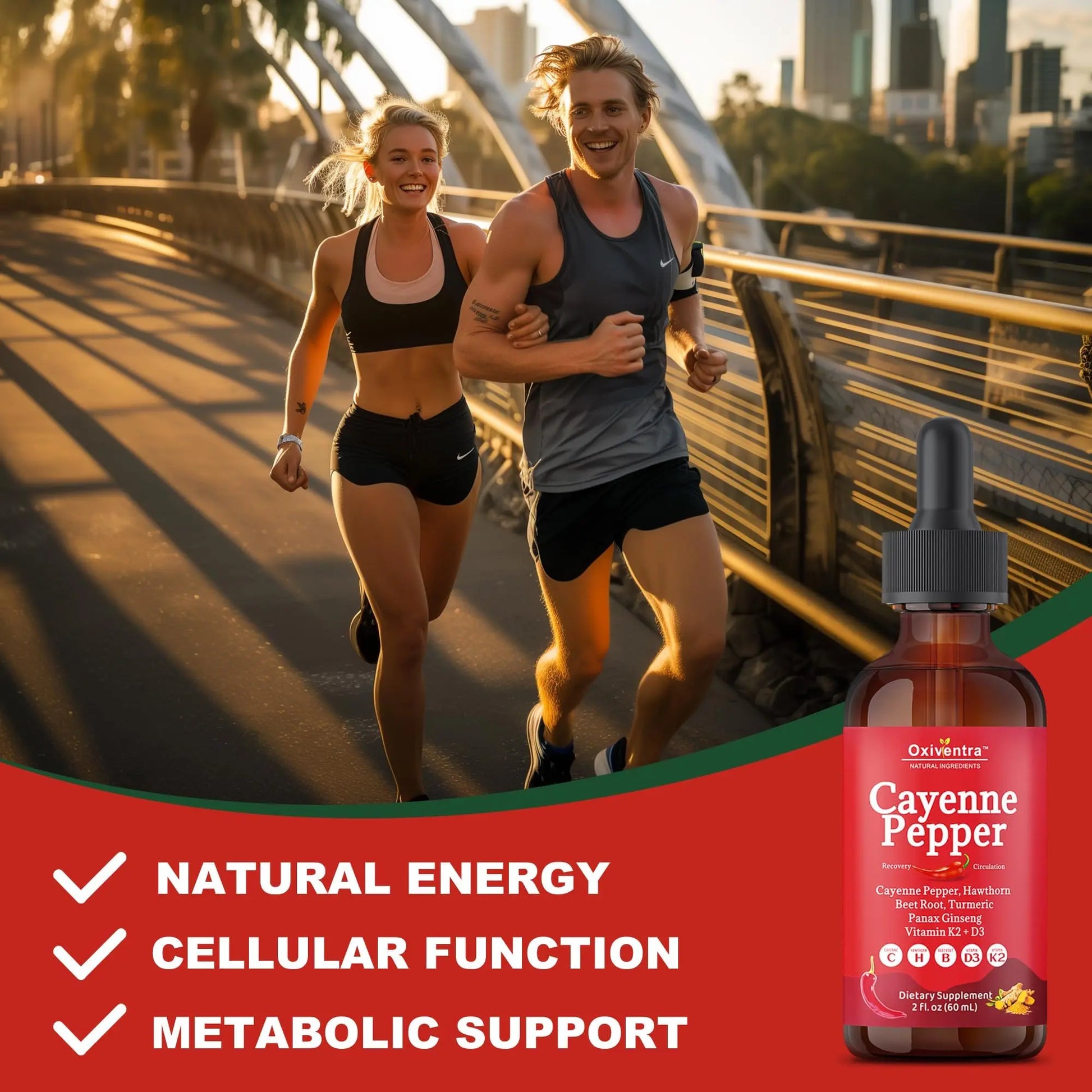 Cayenne Pepper Drops Liquid Supplement Smooth & Sweet Herbal Liquid + Hawthorn Berry, Vitamin D3 K2 Beet Root Powder, Ceylon Cinnamon, Turmeric Curcumin, Organic Panax Ginseng - 2fl oz Oxiventranz supplements