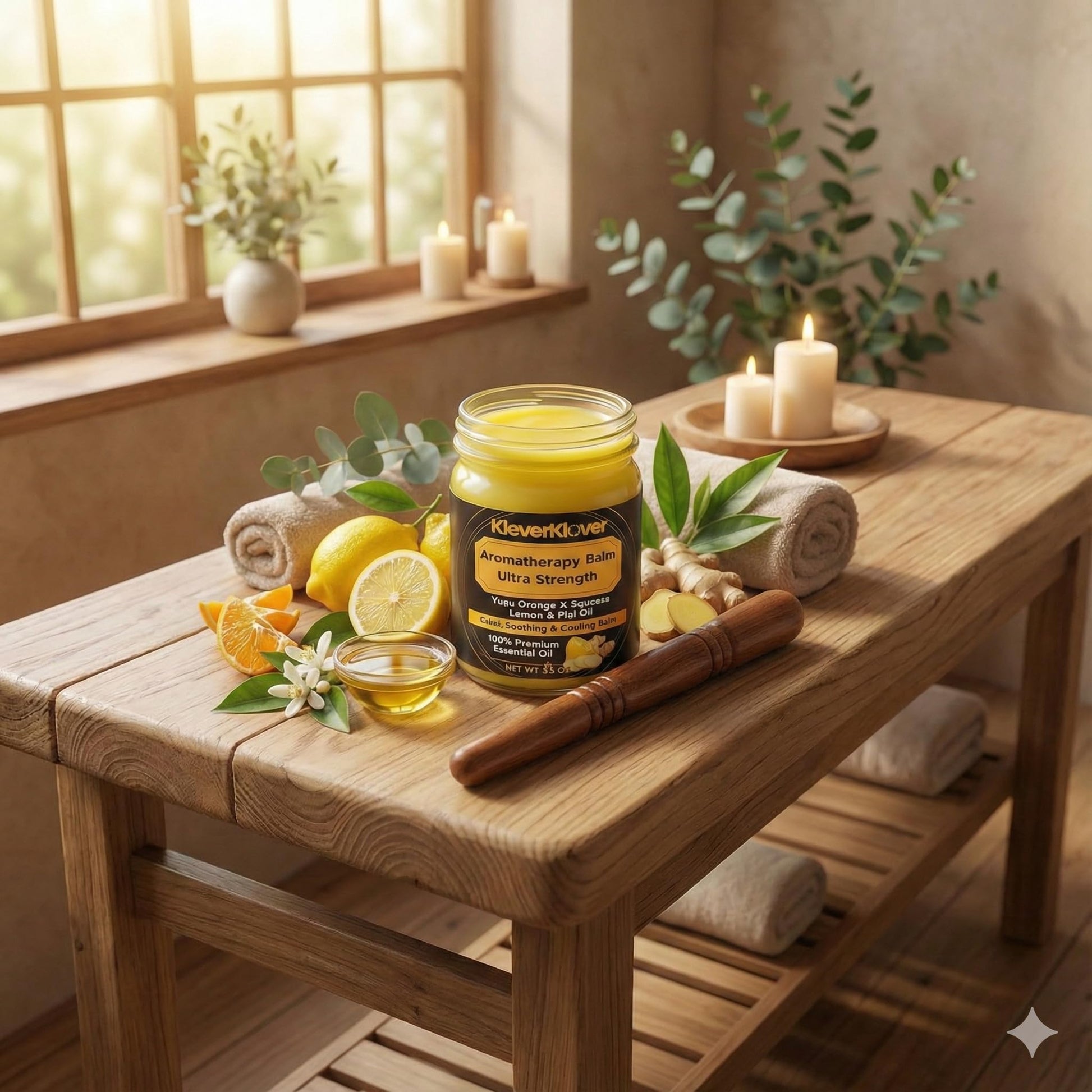 KleverKlover Back and Neck Aromatherapy Balm Ultra Strength for Healing Sore Muscle & Joint After Workout or Yoga - Plai Oil - Preservative Free- Citrus Scent + Free Massage Reflexology Wooden Stick KleverKloverAu supplements
