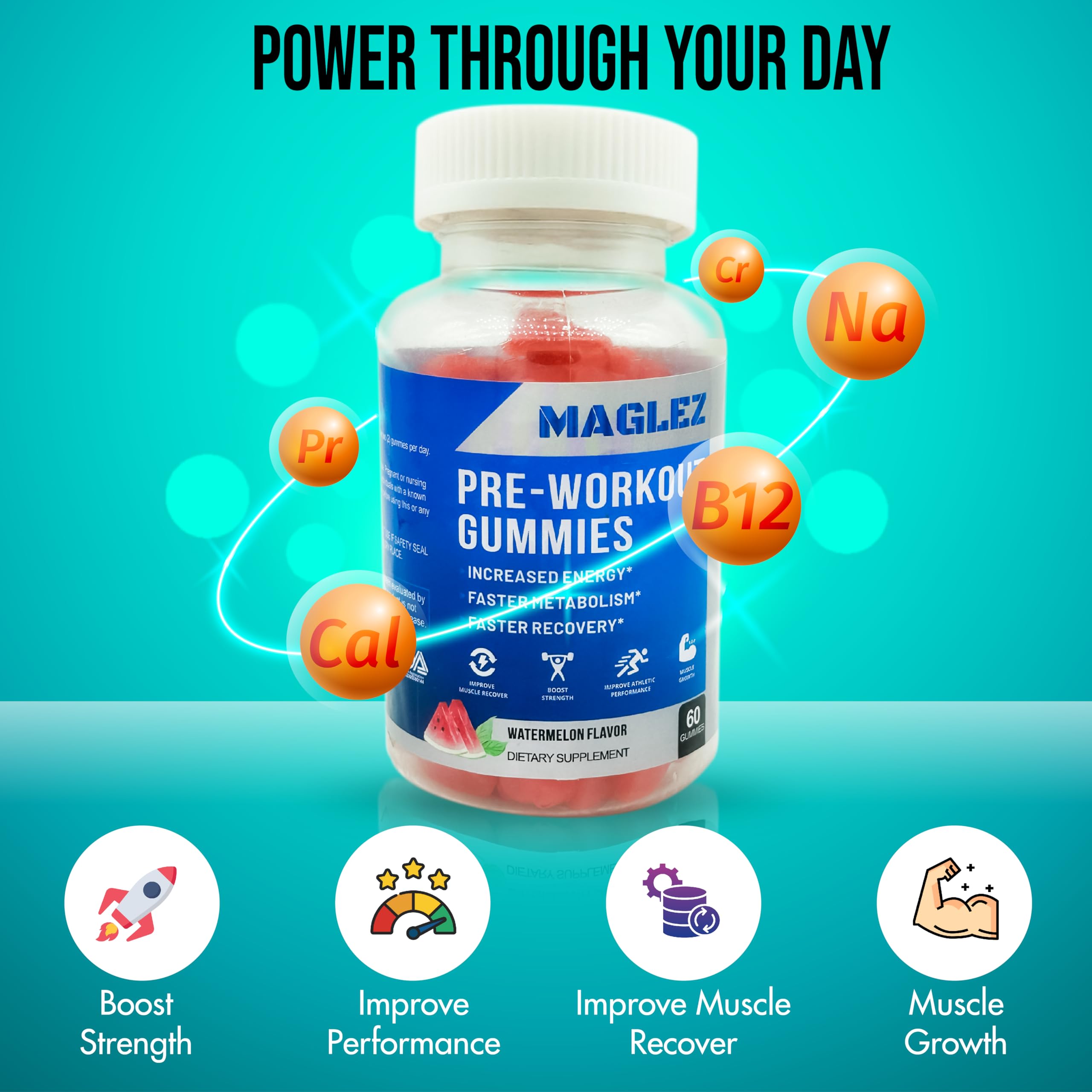Maglez, Pre Workout Gummies for Men & Women, PreWorkout Gummy with Beta Alanine MAGLEZAu supplements