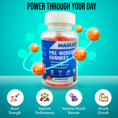 Maglez, Pre Workout Gummies for Men & Women, PreWorkout Gummy with Beta Alanine MAGLEZUS supplements