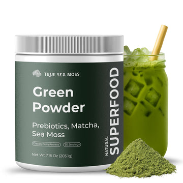TrueSeaMoss Super Greens Powder with Matcha for Digestive & Gut Health – 25 Superfoods with Probiotics, Prebiotics, Enzymes & Sea Moss – Vegan Superfood Powder for Bloating & Regularity - 30 Servings TrueSeaMossAu supplements