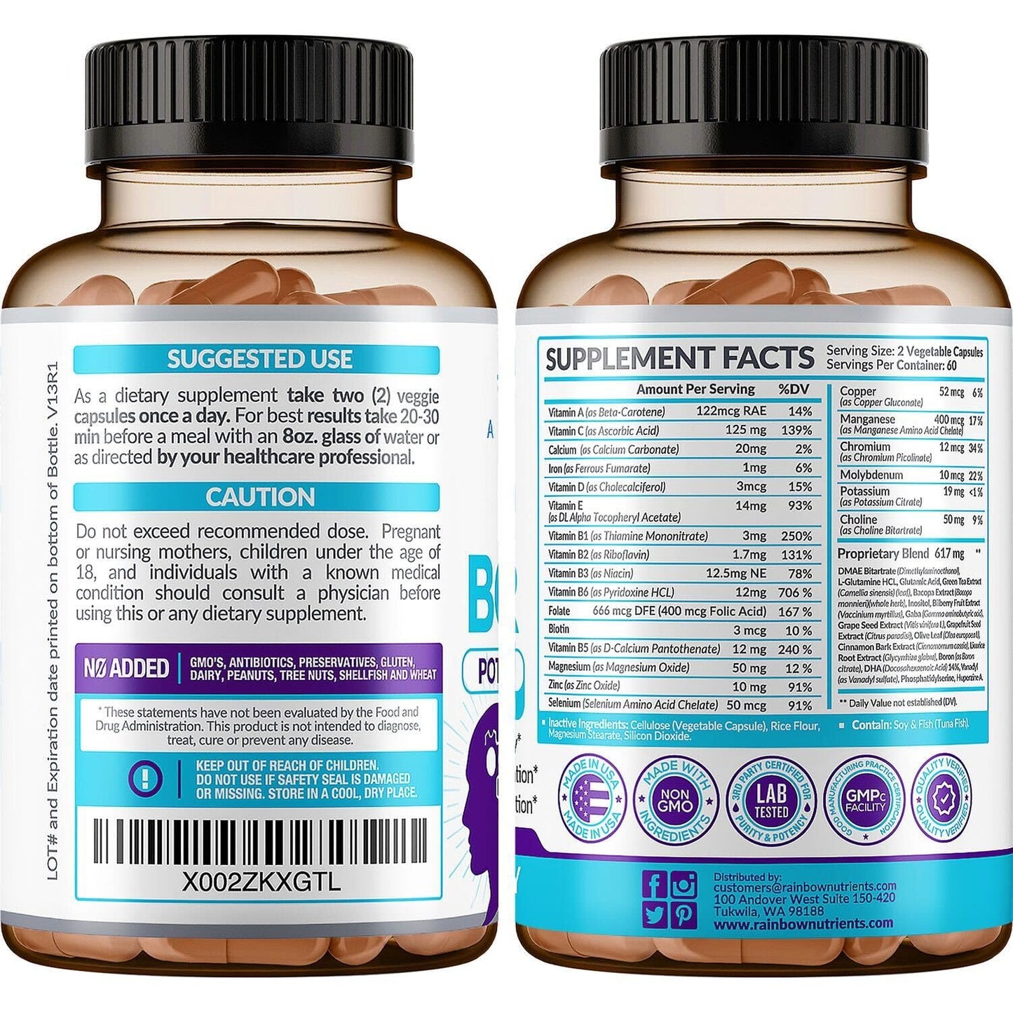 40-in-1 Brain Booster Supplements for Memory, Focus, Clarity, Energy, Performance Rainbow Nutrients, LLCUS supplements