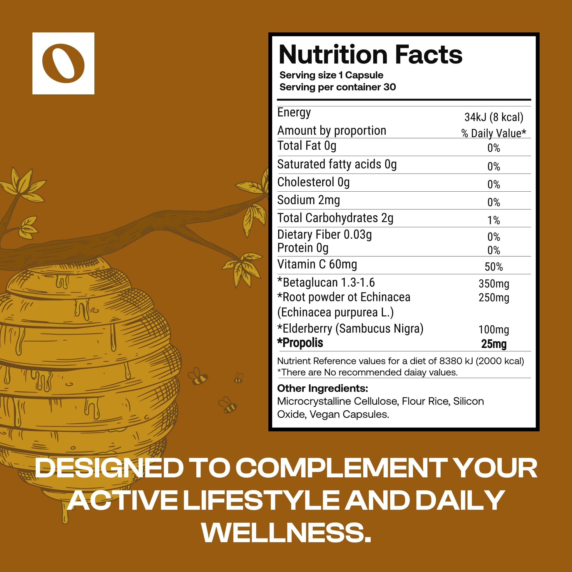 Only Nutri Labs Bee Propolis Dietary Supplement, with Elderberry, Echinacea, Vitamin C and Beta Glucans - Daily Wellness Capsules for Adults (60 Count) Only Nutri LabsAu supplements
