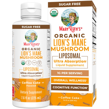 MaryRuth Organics Lions Mane Supplement | Ultra Absorption Liposomal | Full Spectrum Lion's Mane Mushroom | 200mg Beta-Glucans Per Serving | USDA Organic | Vegan | 7.6 oz | 15 Servings MARYRUTH'SUS supplements
