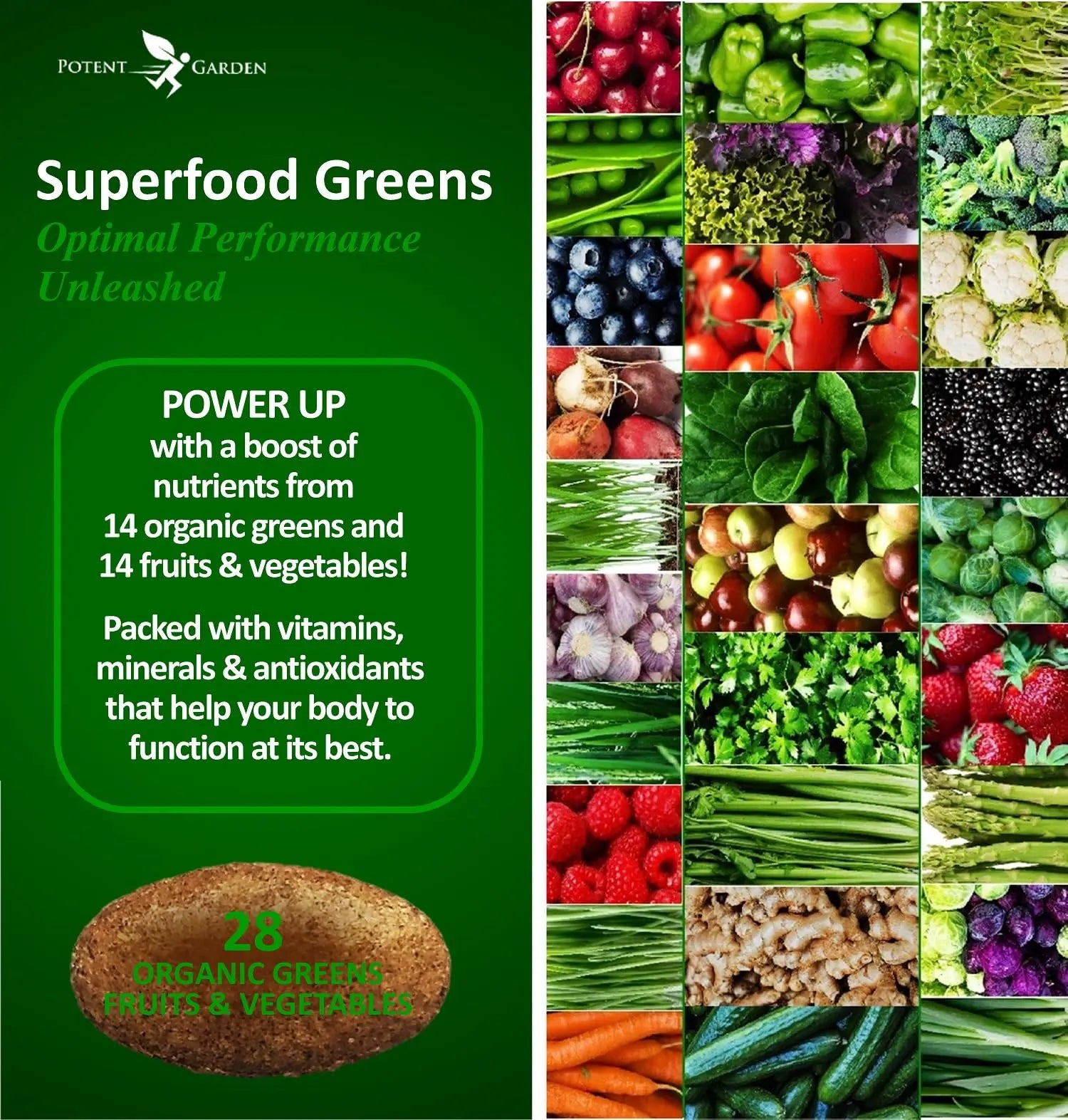 Potent Garden Daily Nutrition Bundle – Superfood Greens + Multivitamin Potent Gardennz supplements