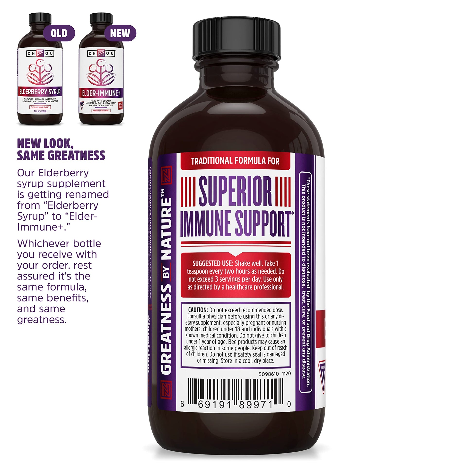 Zhou Nutrition Elderberry Syrup, Immune System Booster with Organic Elderberry Syrup Zhou NutritionUS supplements