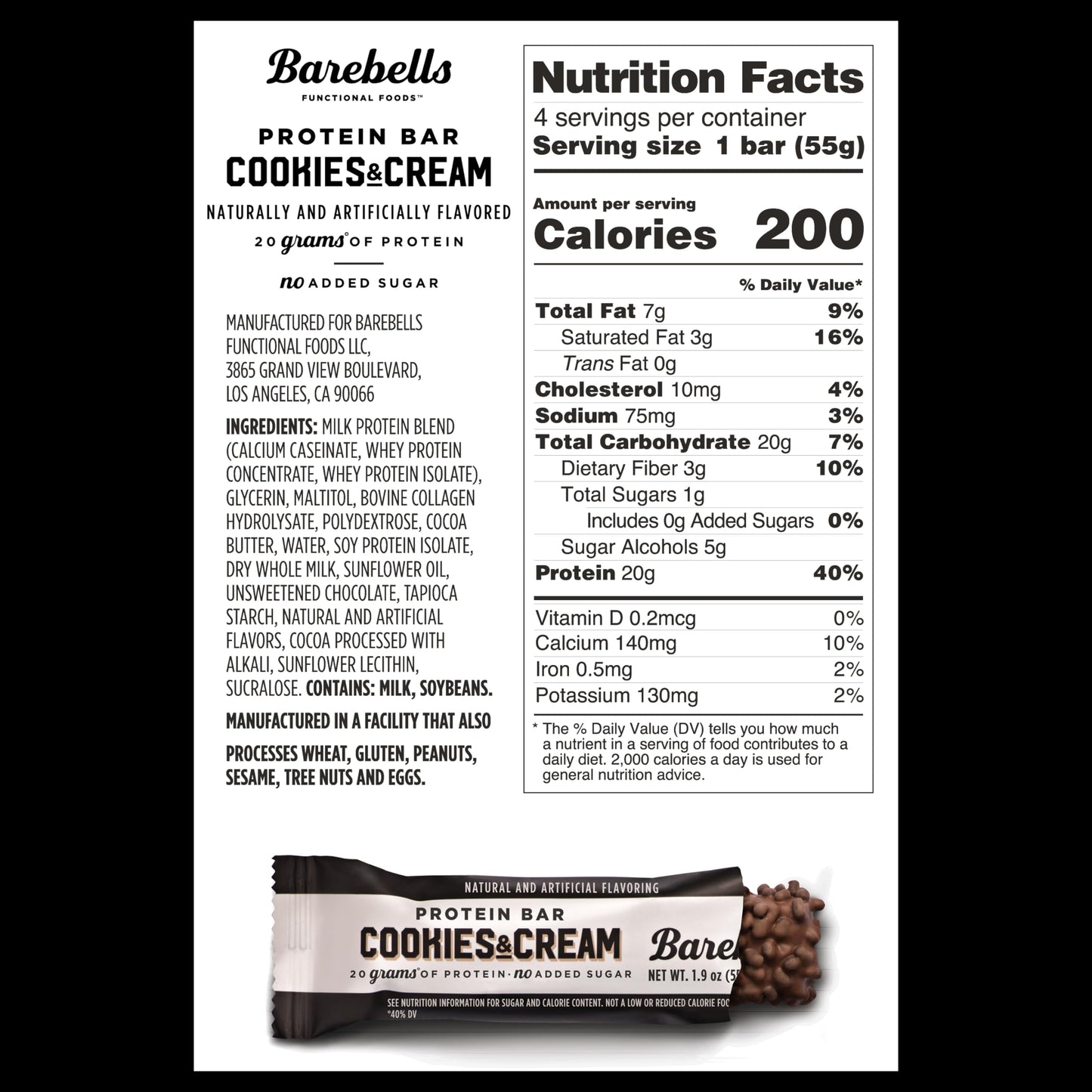 BAREBELLS Protein Bars Variety Value Pack - 16 Count, 1.9oz Bars - Protein Snacks BAREBELLSUS supplements