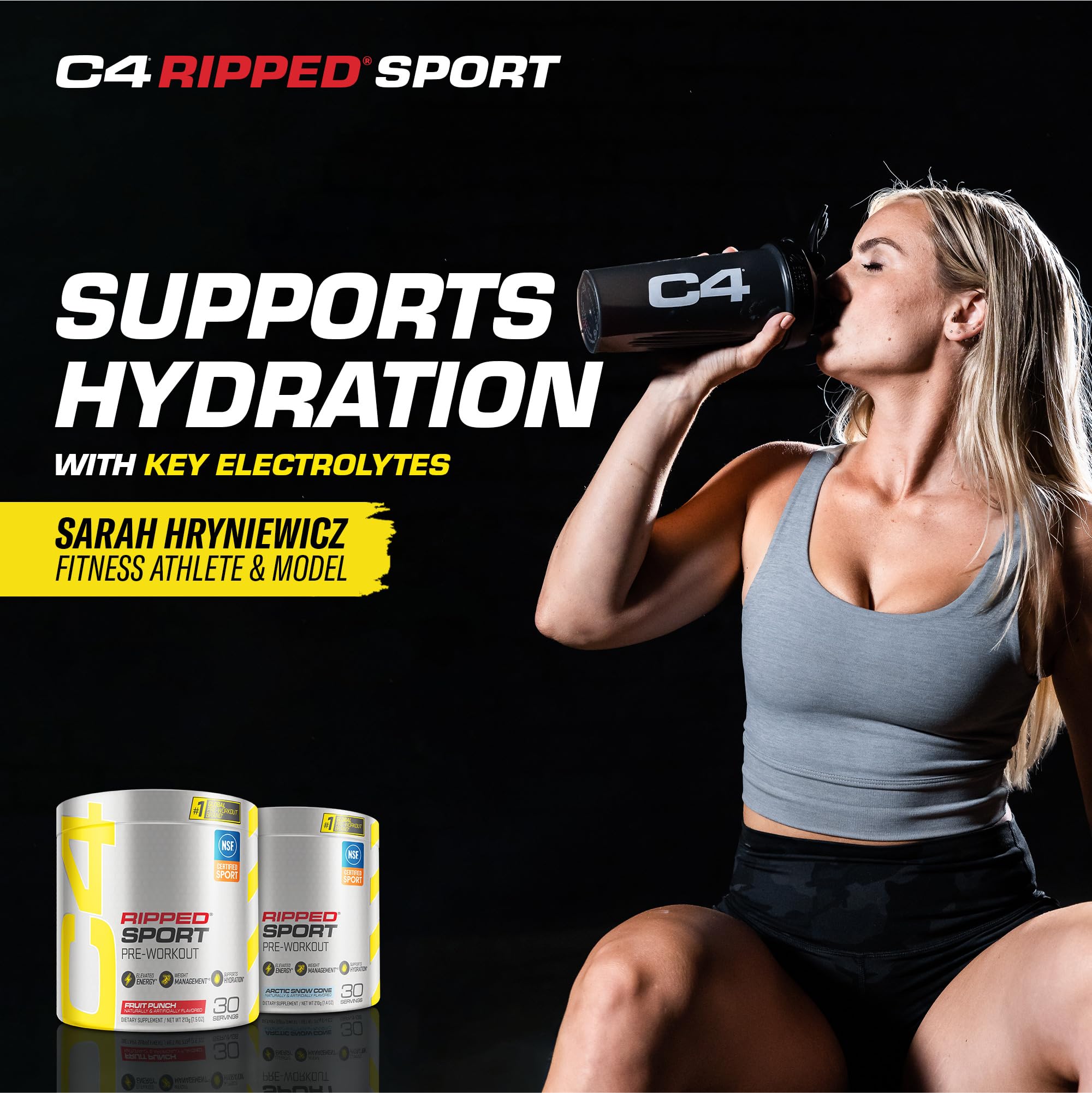 C4 Ripped Sport Pre Workout Powder Fruit Punch - NSF Certified for Sport + Sugar Free CellucorUS supplements