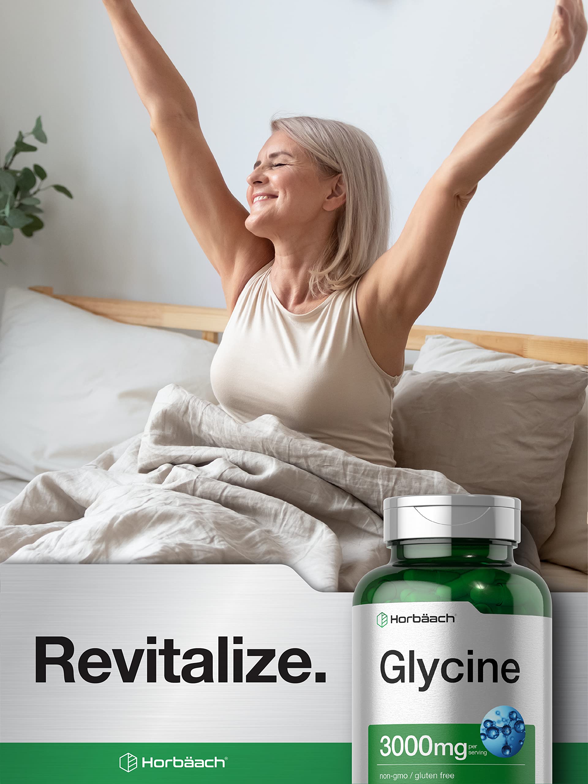 Glycine 3000 mg 100 Capsules | Non-GMO, Gluten Free Glycine Supplement | by Horbaach HorbäachAu supplements