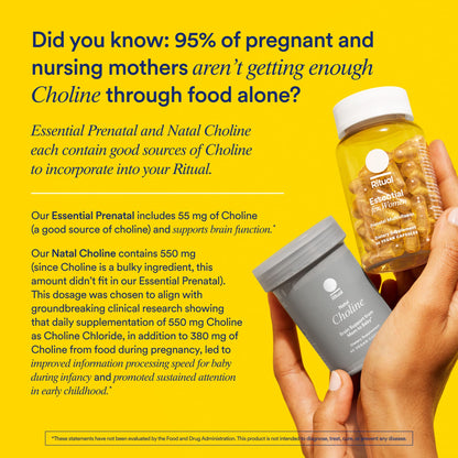 Ritual Essential for Women Prenatal Multivitamin: Folate & Choline for Neural Tube Support, Omega-3 DHA for Fetal Brain Development, Iron, Calcium-Helper D3 & K2, Non-GMO, Vegan, Citrus, 30 Days RitualUS supplements