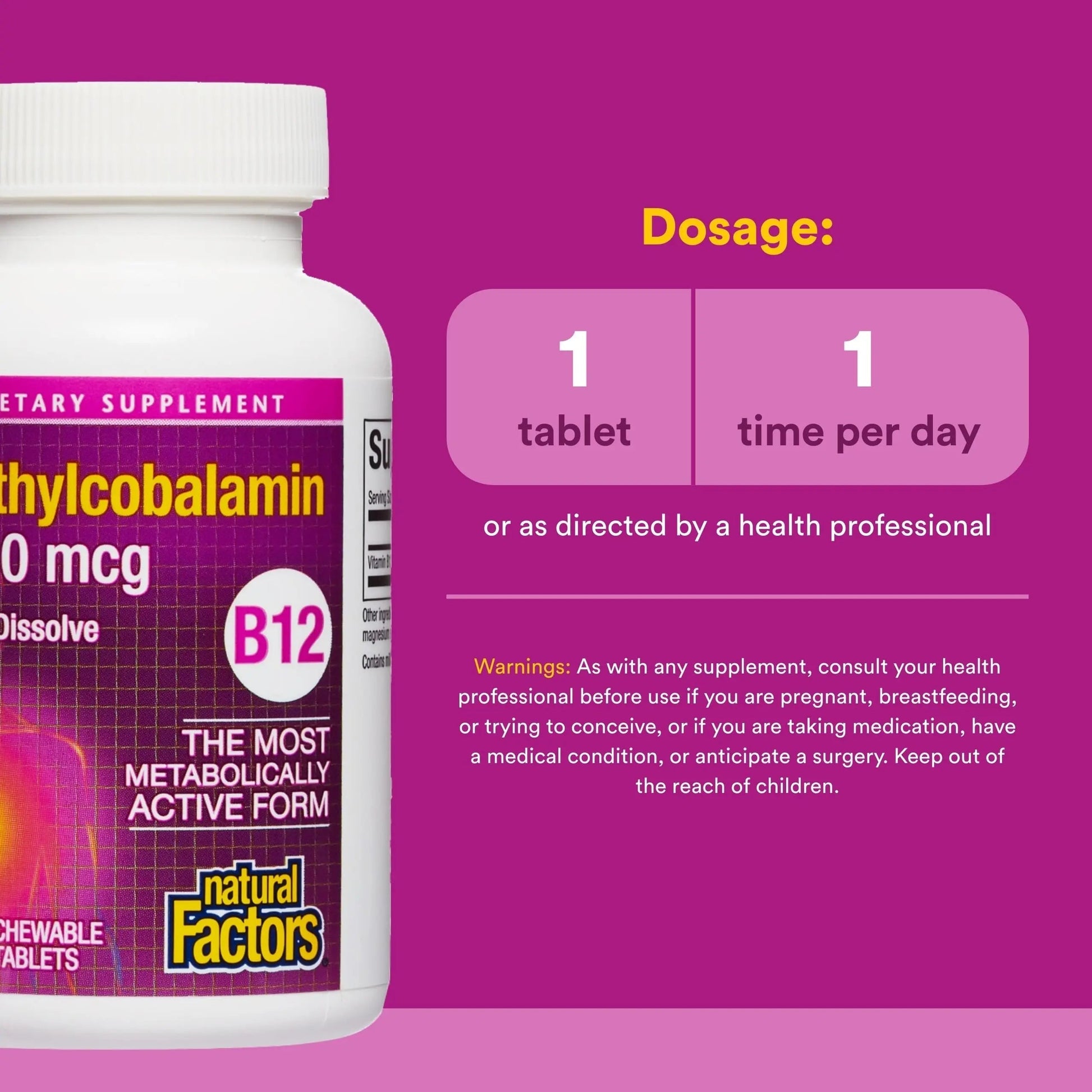 Natural Factors Methylcobalamin 1,000 mcg - Vitamin B12 Supplement in Metabolically Active Form - Supplement Supports Cll Formation Natural FactorsAu supplements