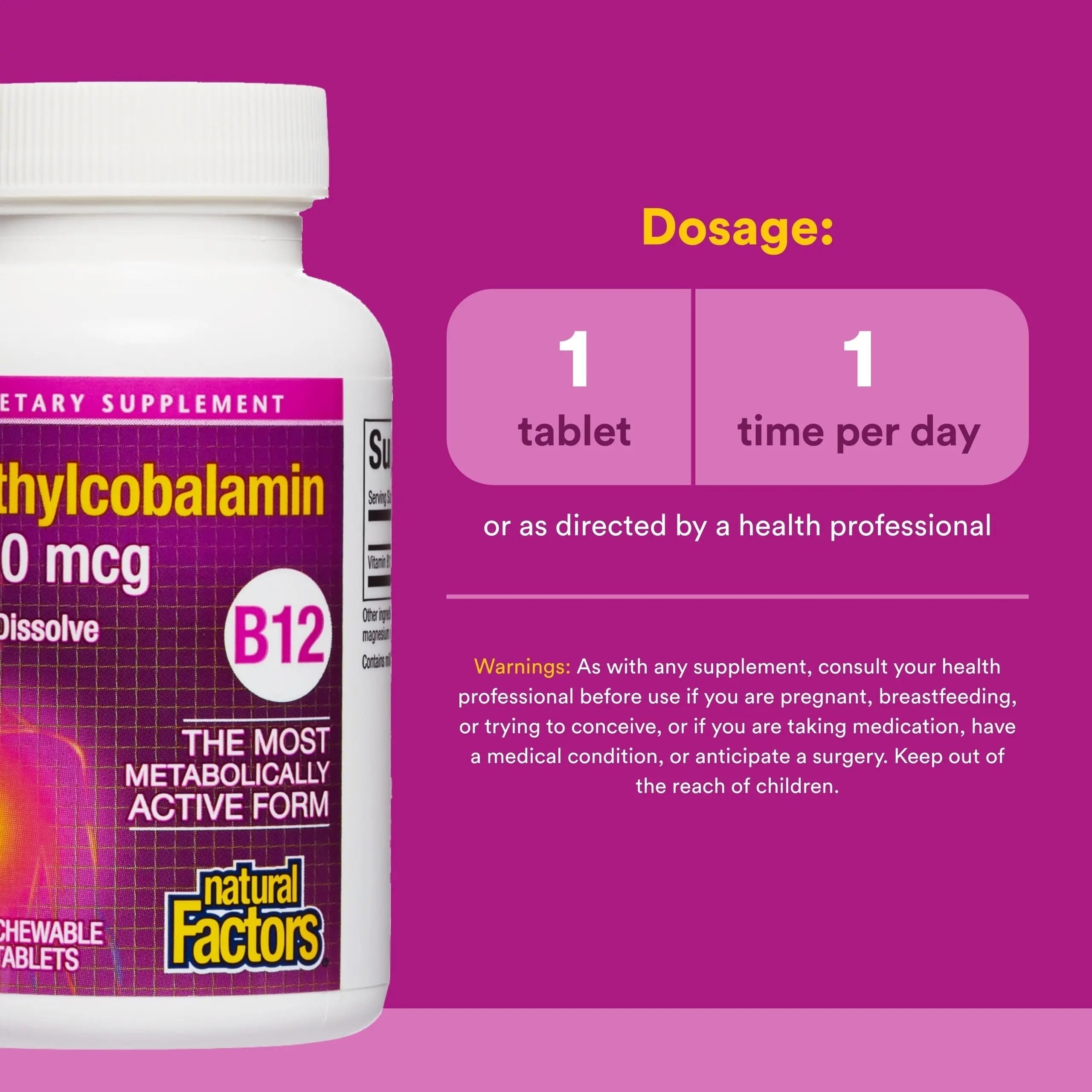 Natural Factors Methylcobalamin 1,000 mcg - Vitamin B12 Supplement in Metabolically Active Form - Supplement Supports Cll Formation Natural FactorsAu supplements