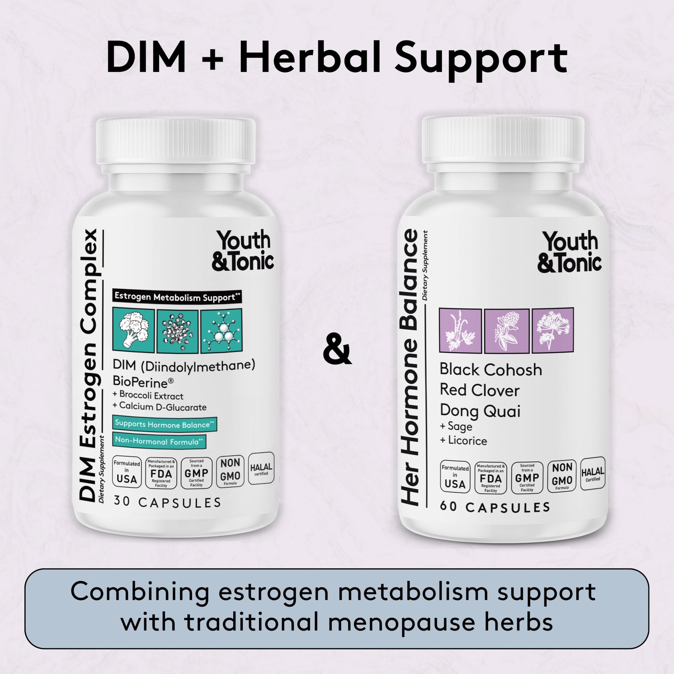 Youth & Tonic DIM Supplement for Women – Estrogen Metabolism & Hormonal Support – Menopause, Perimenopause & Premenopausal Bundle, 90 Capsules Youth & TonicAu supplements