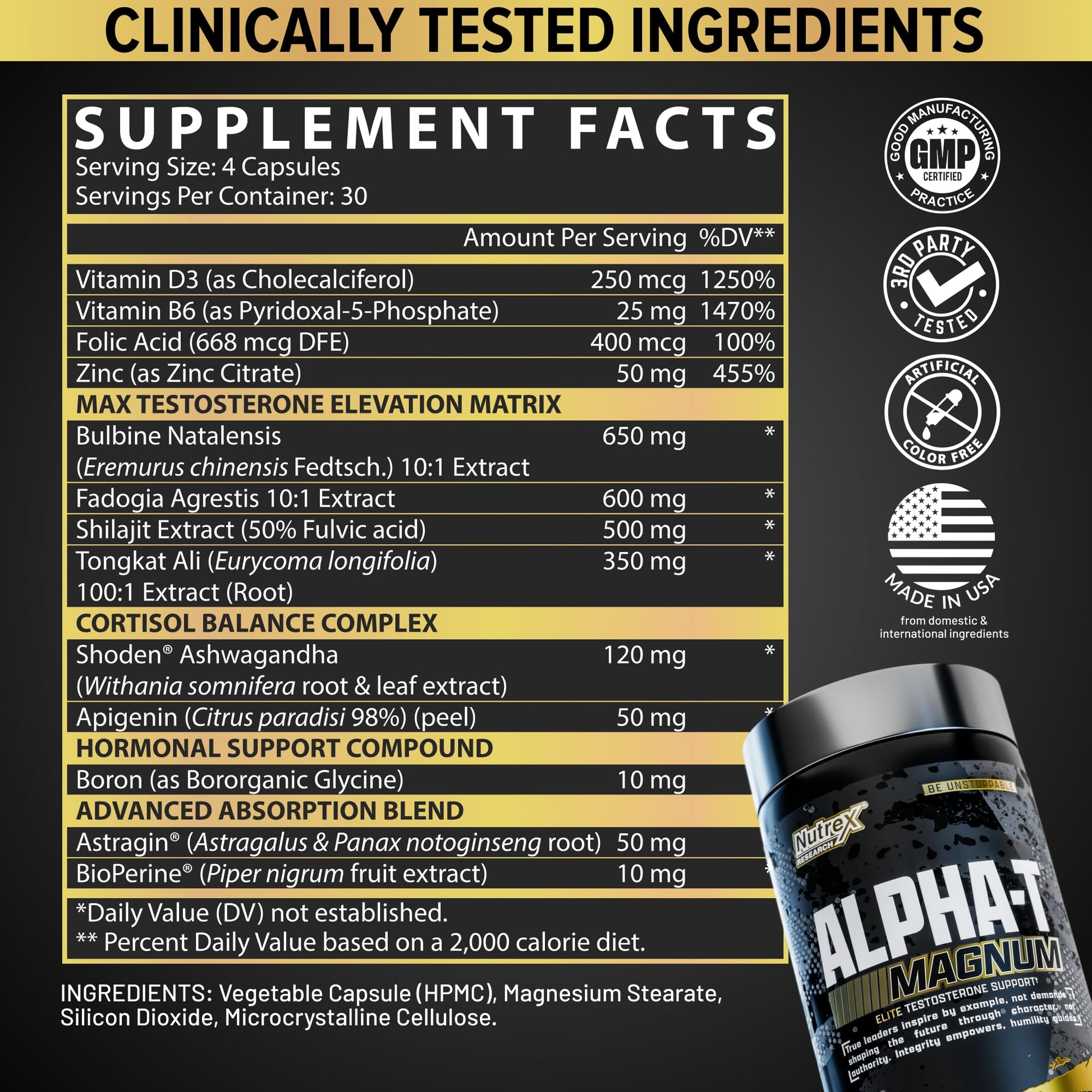 Nutrex Research Alpha-T Magnum Testosterone Support for Men | Anabolic Supplement with Tongkat Ali, Fadogia Agrestis, Shilajit and Ashwagandha | Muscle Builder for Strength, Growth & Hormone Balance Nutrex ResearchAu supplements