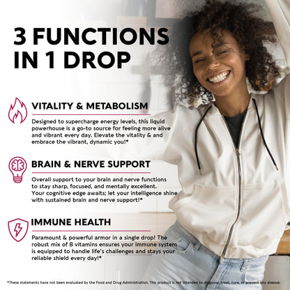 USDA Organic Vitamin B Complex Liquid Drops - 8-in-1 B Complex Vitamins: B1, B2, B3, B5 NUTRAHARMONYUS supplements