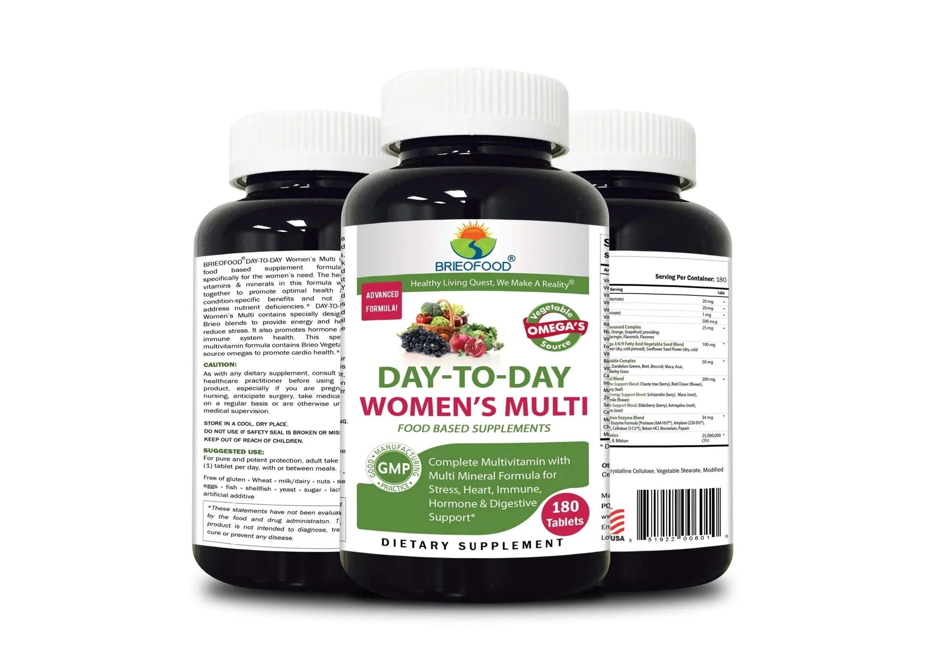 Briofood, Day-to-Day Food Based Women's Multi (180 Tablets) with Vegetable Source Omegas BrieofoodAu supplements