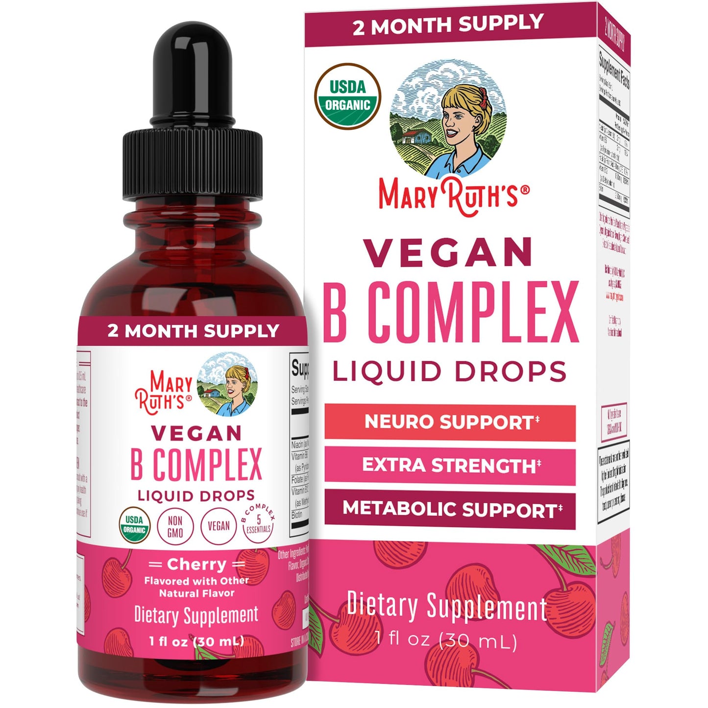 MaryRuth Organics Vitamin B Complex | B Vitamins Complex | Biotin | Vitamin B12 | Niacin | Folate | Metabolic Support Supplement | Vegan | USDA Organic MARYRUTH'SUS supplements
