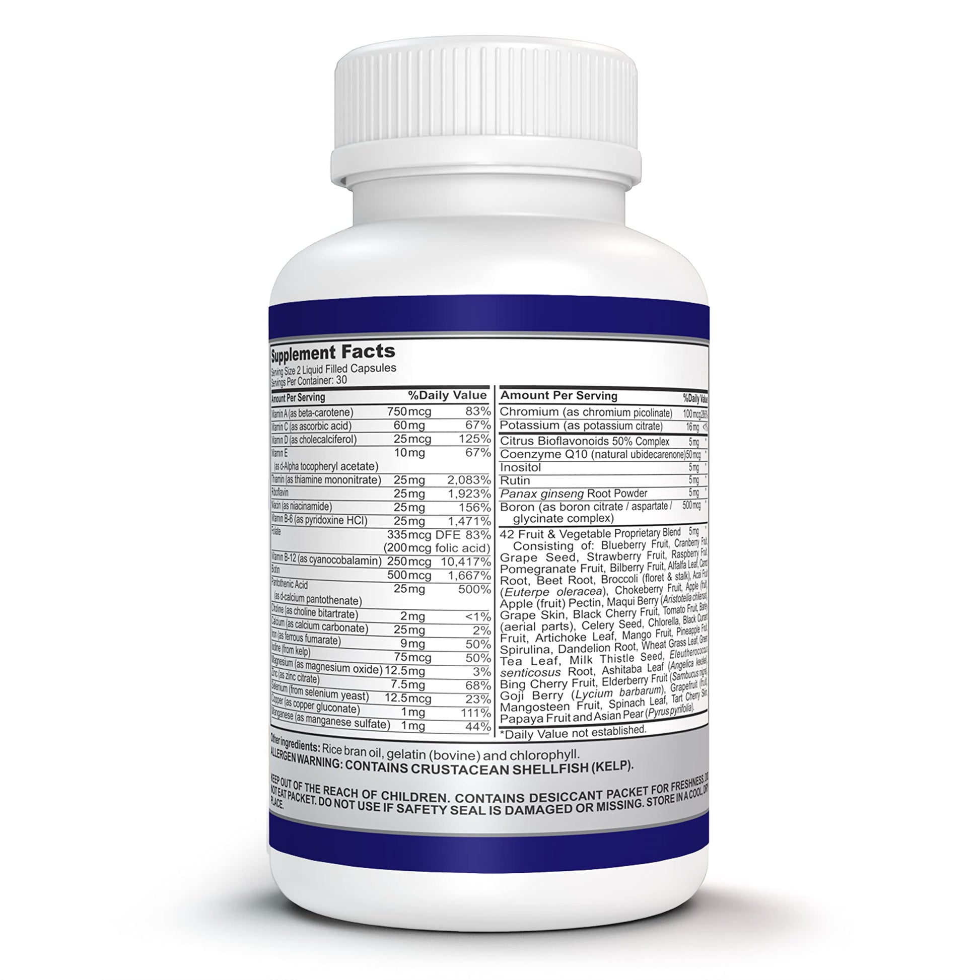 O!VITA Liquid Multivitamin Complete, with a Full Spectrum of Vitamins and Minerals, Plus 42 Fruits and Vegetable Proprietary Blend, Easy Absorption (60 Vegan Liquid Filled Capsules) O!VITAAu supplements