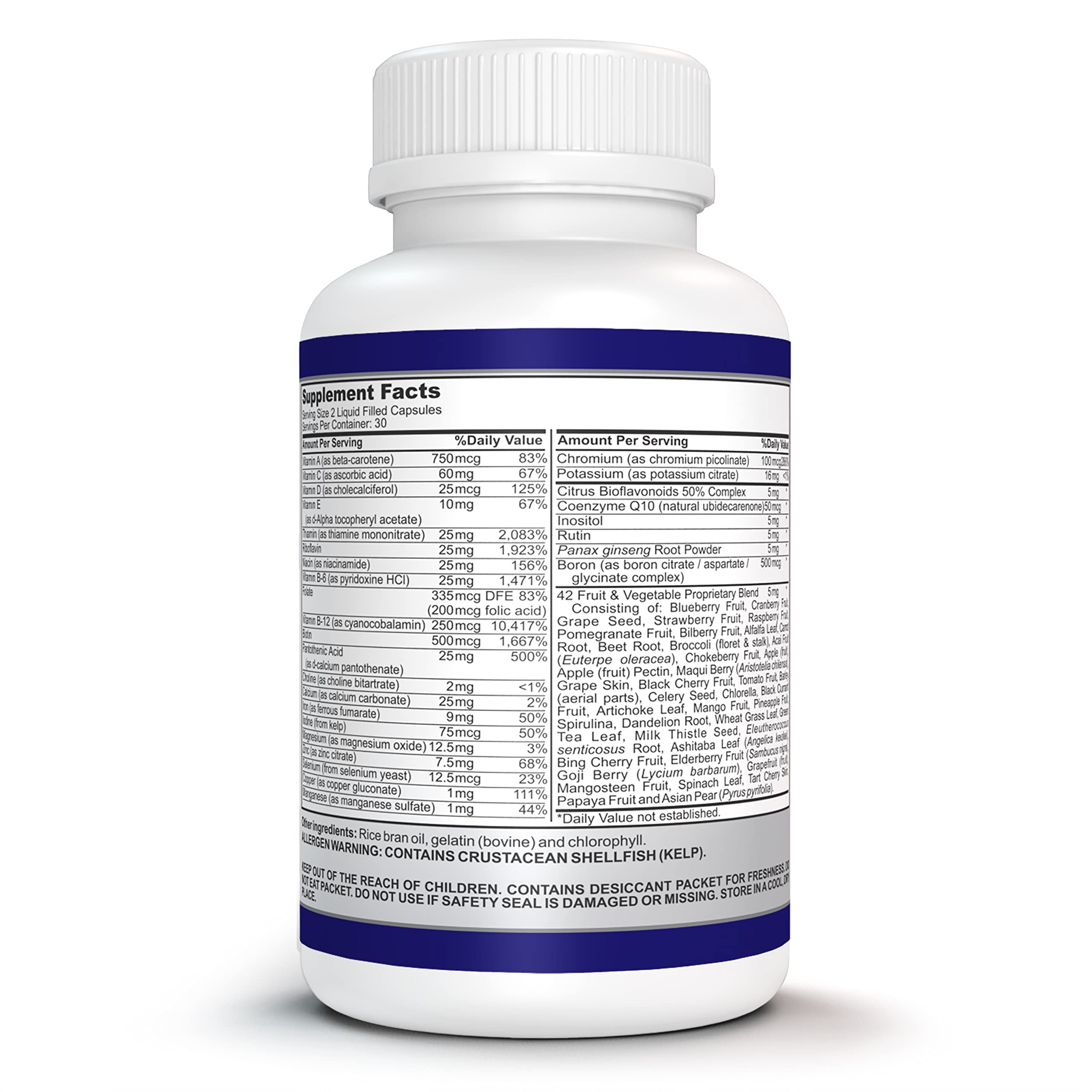O!VITA Liquid Multivitamin Complete, with a Full Spectrum of Vitamins and Minerals, Plus 42 Fruits and Vegetable Proprietary Blend, Easy Absorption (60 Vegan Liquid Filled Capsules) O!VITAAu supplements