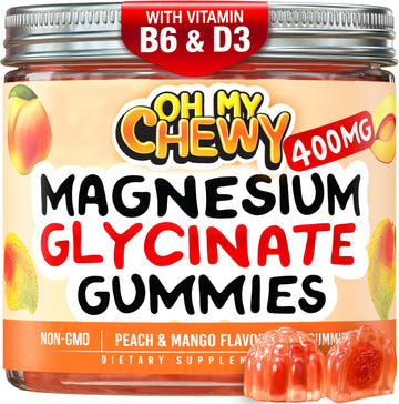 Center-Filled Magnesium Glycinate Gummies 400MG - High Absorption for Kids, Teens & Adults - Supplement for Sleep, Calm & Muscle Relaxation with B6 & D3 - Gluten Free & Vegan Friendly - 60 Count OH MY CHEWYAu supplements