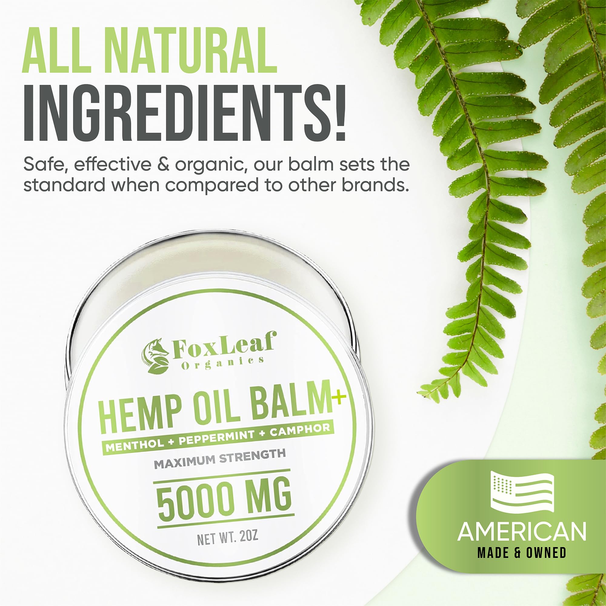 Hemp Oil Balm with Arnica, Camphor, Menthol & Peppermint, Herbal Cooling Balm for Muscles, Joints, Knees, Back & Body, Made in USA, 2oz FOXLEAFAu supplements