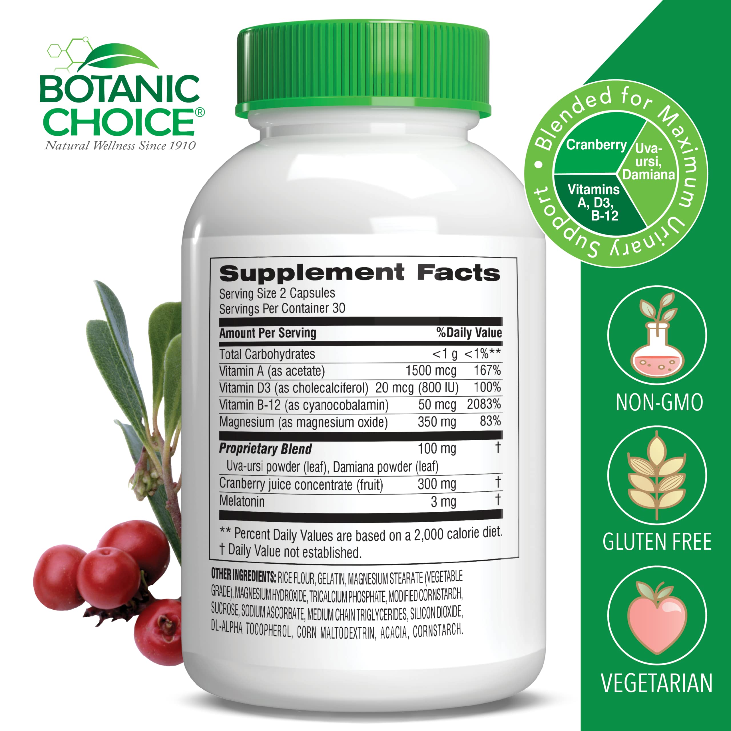 Botanic Choice Pro-Advanced Urinary Formula-Blend for Urinary Tract Health Support - Magnesium Cranberry Uva Ursi Damiana - 60 Capsules Botanic ChoiceAu supplements