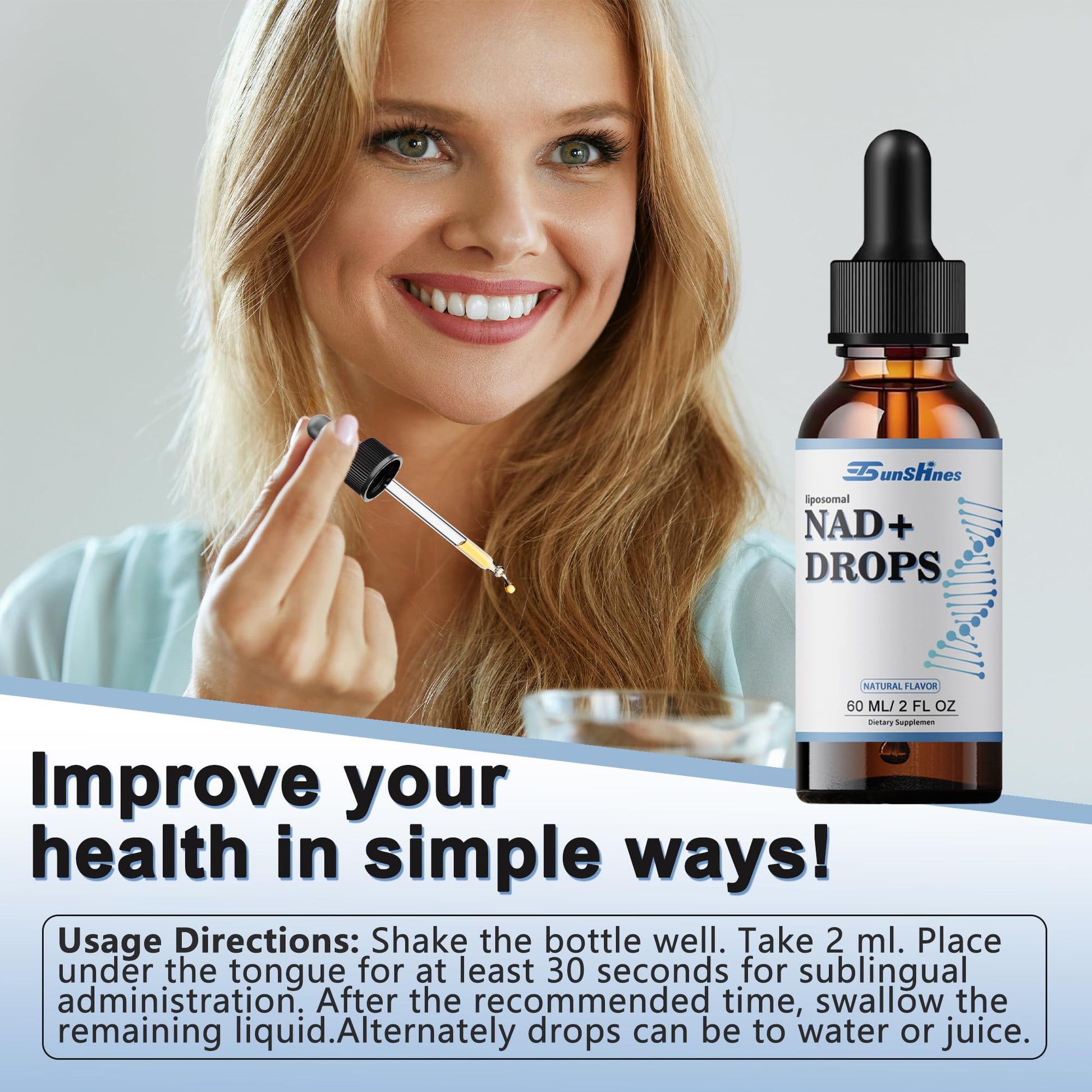 tsunshnes Liposomal NAD+800mg, NAD+ Supplement Drops - NMN or Nicotinamide Riboside Alternative, Healthy Aging Energy Metabolism and Vitality, NAD Liquid Supplement for Maximum Absorption tsunshnesAu supplements