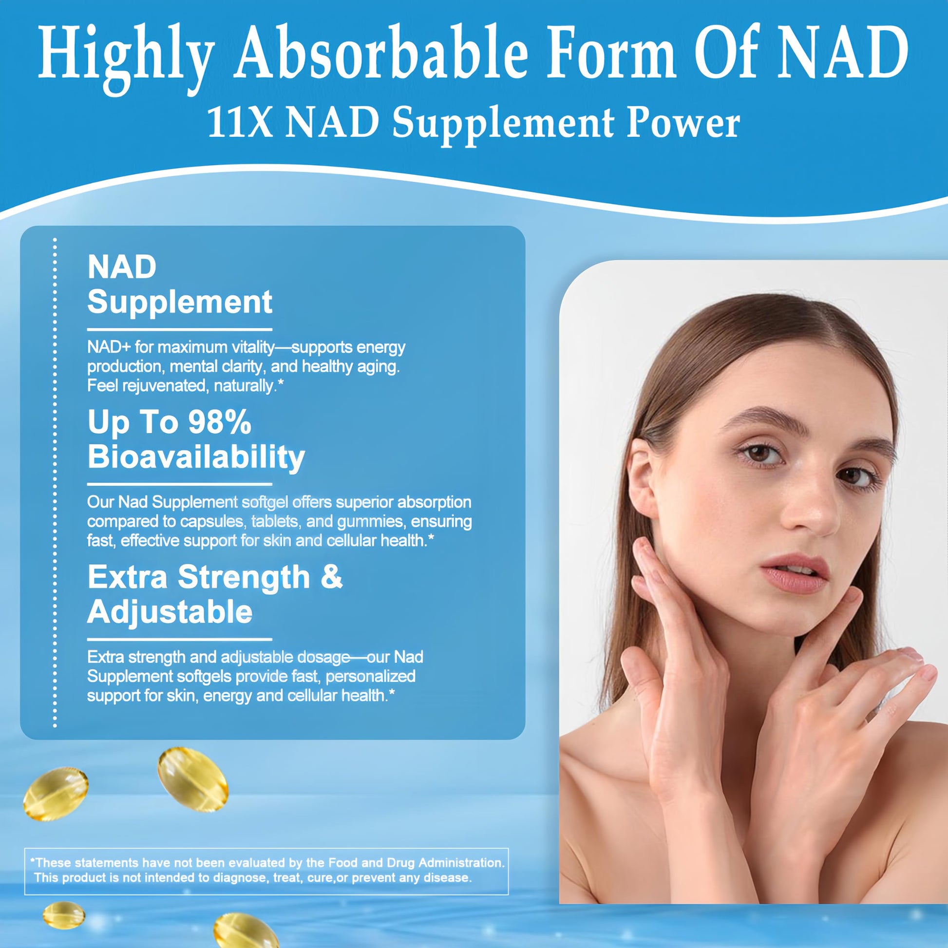 JINGYAT 11-in-1 NAD Supplement with Resveratrol, CoQ10, Quercetin, Collagen, Grape Seed for Cellular Energy, Mental Focus & Antioxidant Support - NAD Supplement for Women & Men, 120 Soft Capsules JINGYATAu supplements